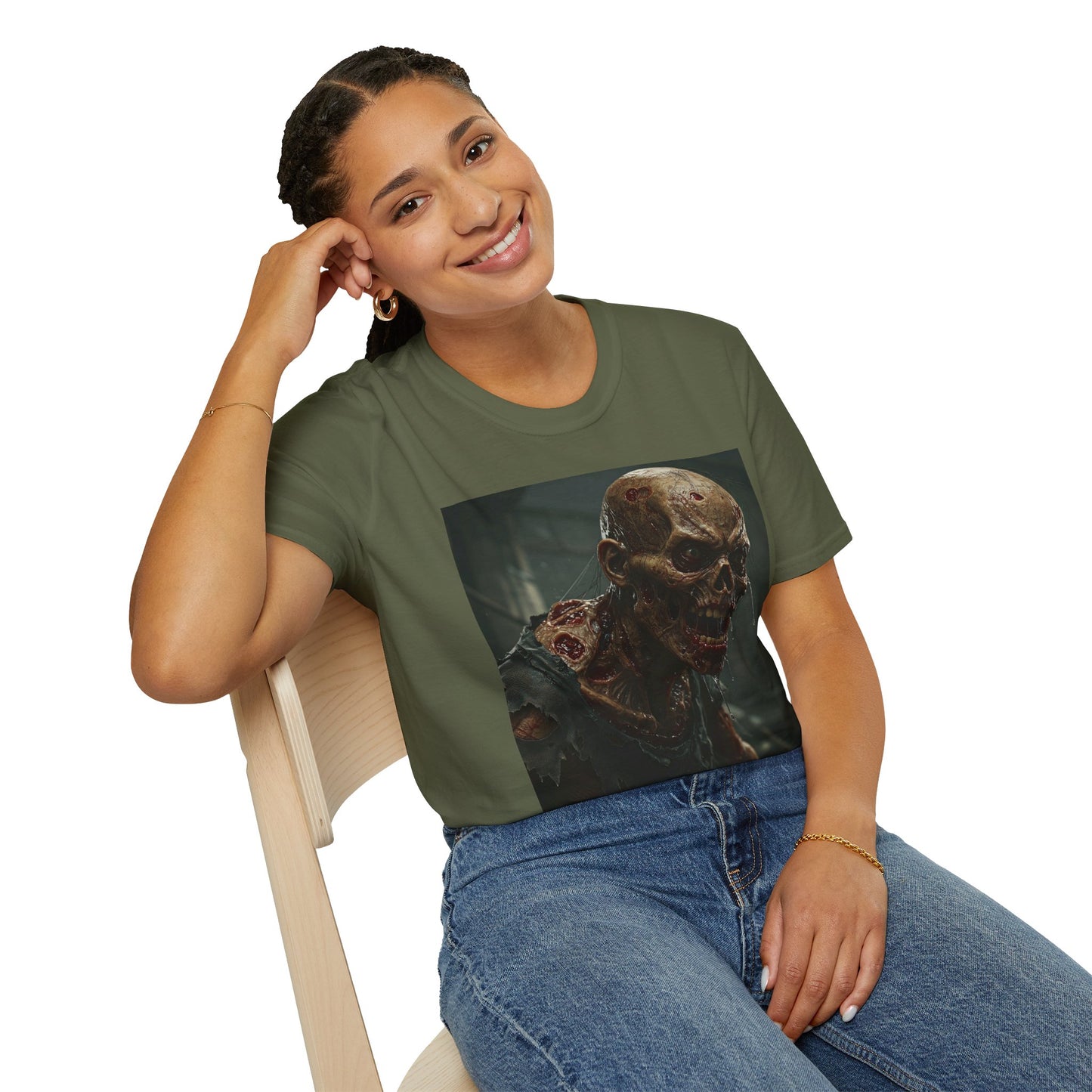 Unisex Softstyle T-Shirt with Zombie Design | Perfect for Halloween and Horror Fans