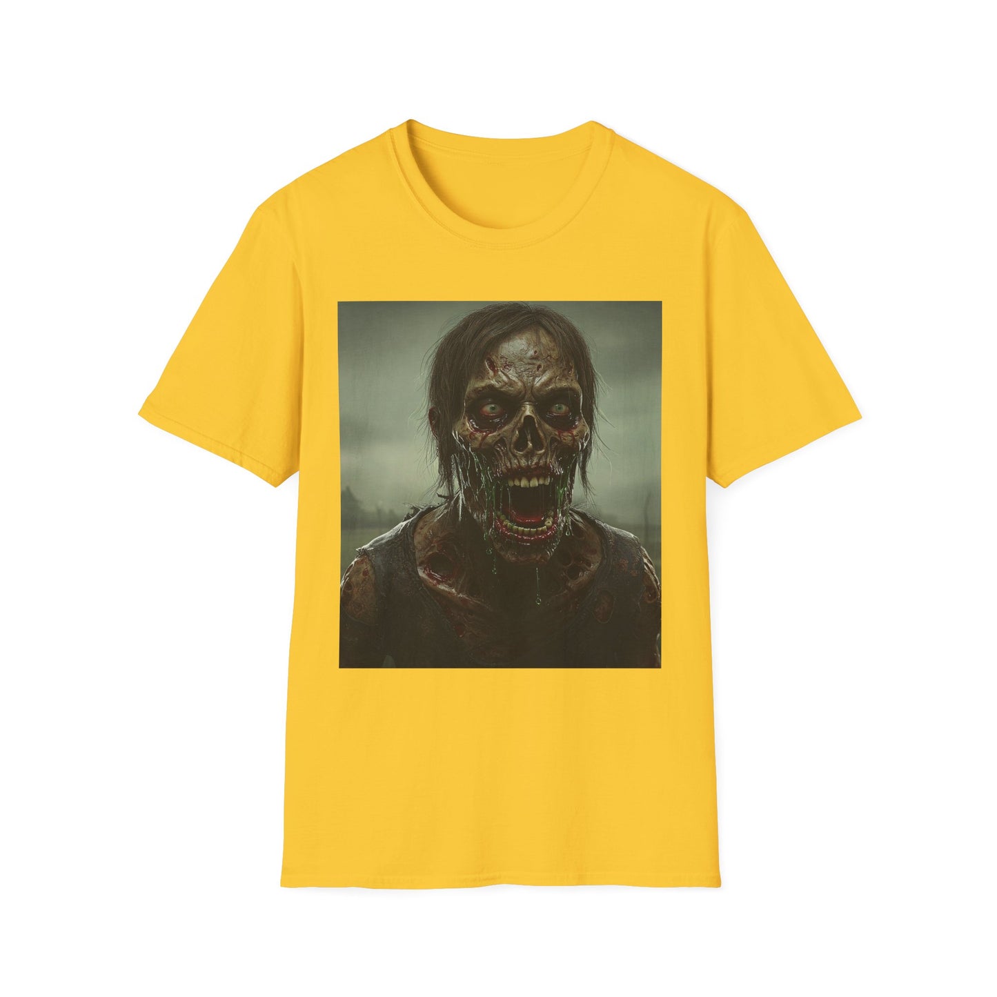 Apocalyptic Portrait Tee, bold, decaying zombie graphic