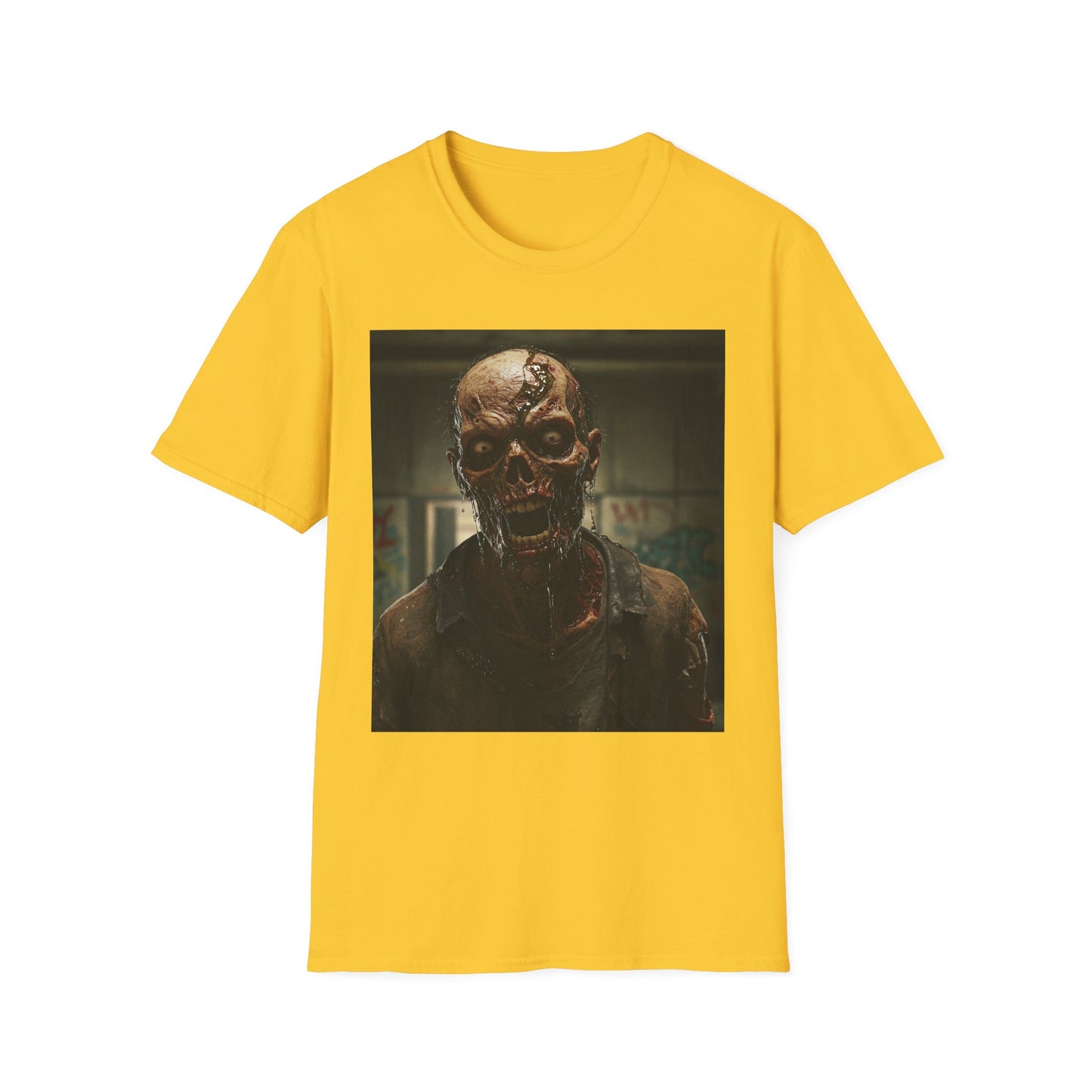 Apocalyptic Portrait Tee, bold, decaying zombie graphic