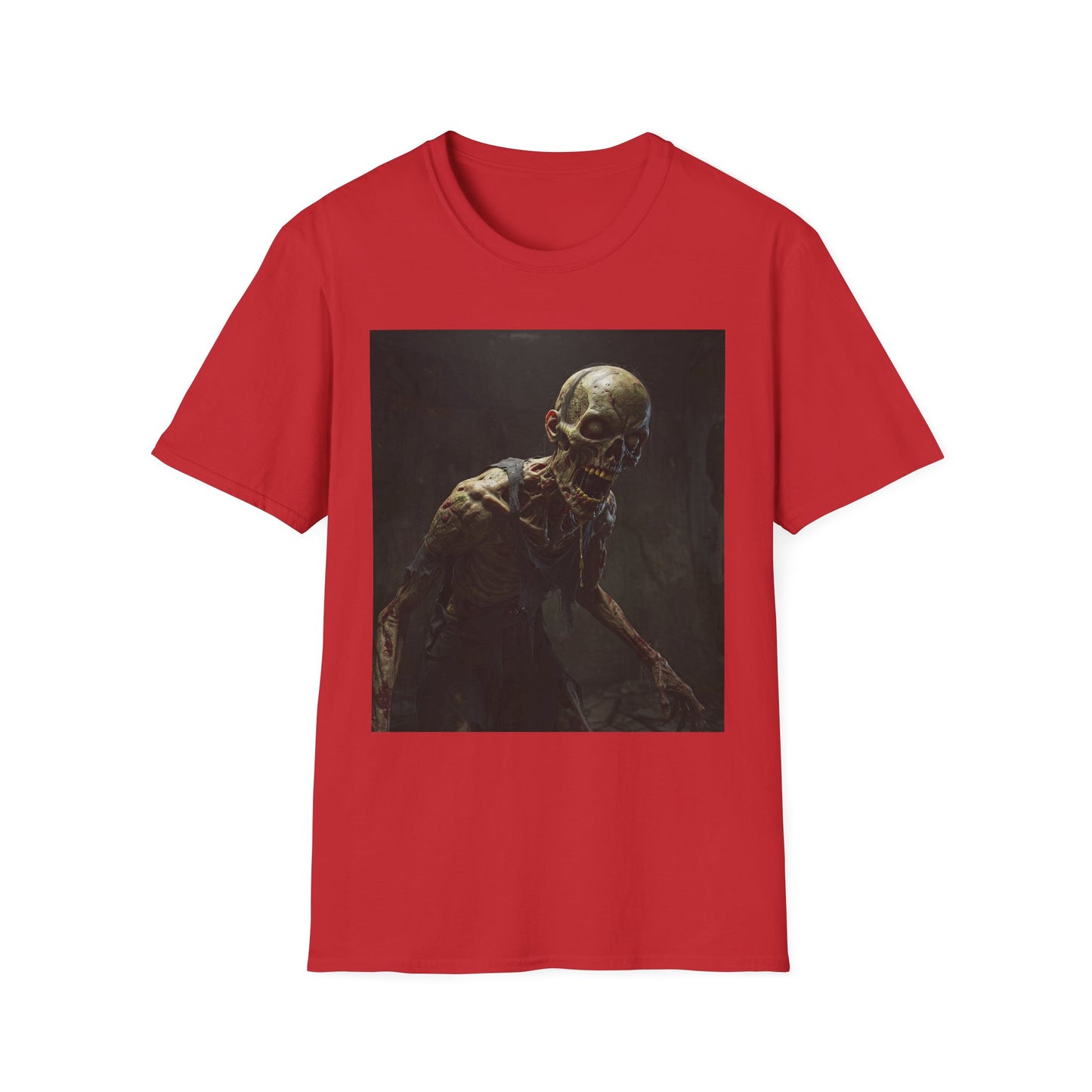 Creepy Zombie Unisex Softstyle T-Shirt - Perfect for Halloween & Horror Fans