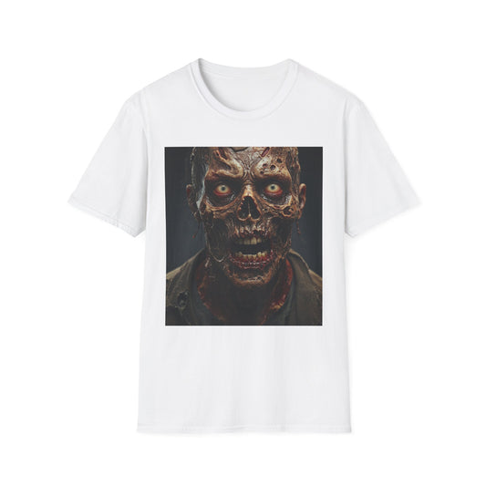 Apocalyptic Portrait Tee, bold, decaying zombie graphic