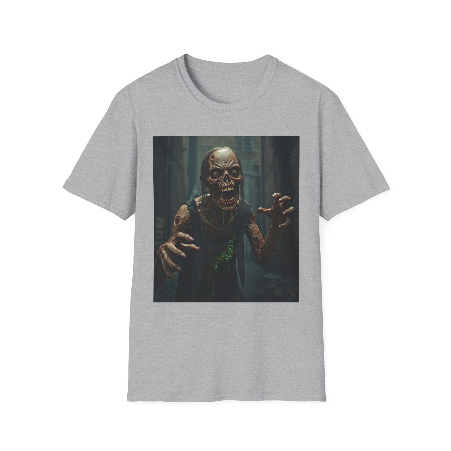 Unisex Softstyle T-Shirt - Creepy Zombie Graphic Tee for Halloween