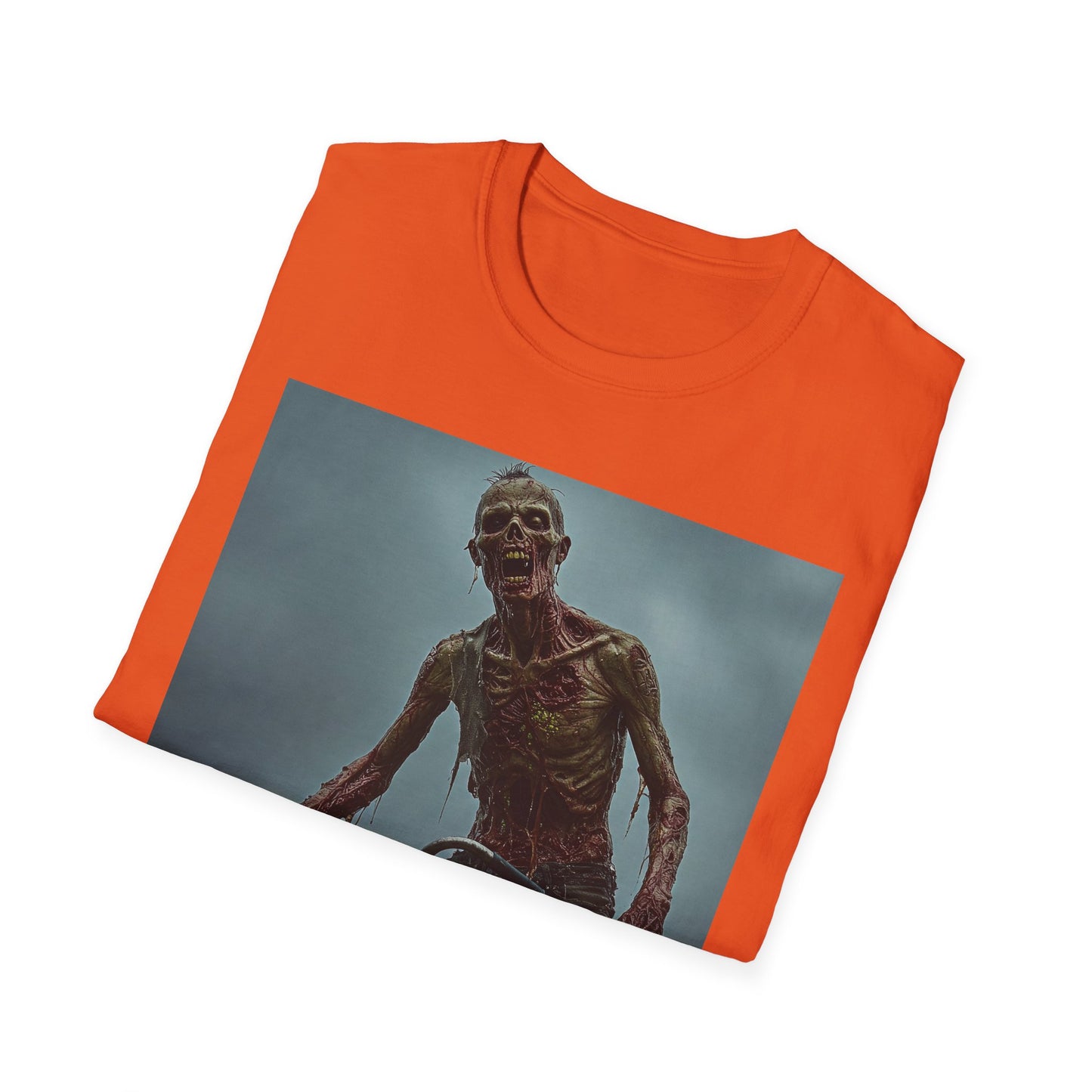 Unisex Zombie Graphic T-Shirt - Spooky Biker Design for Halloween