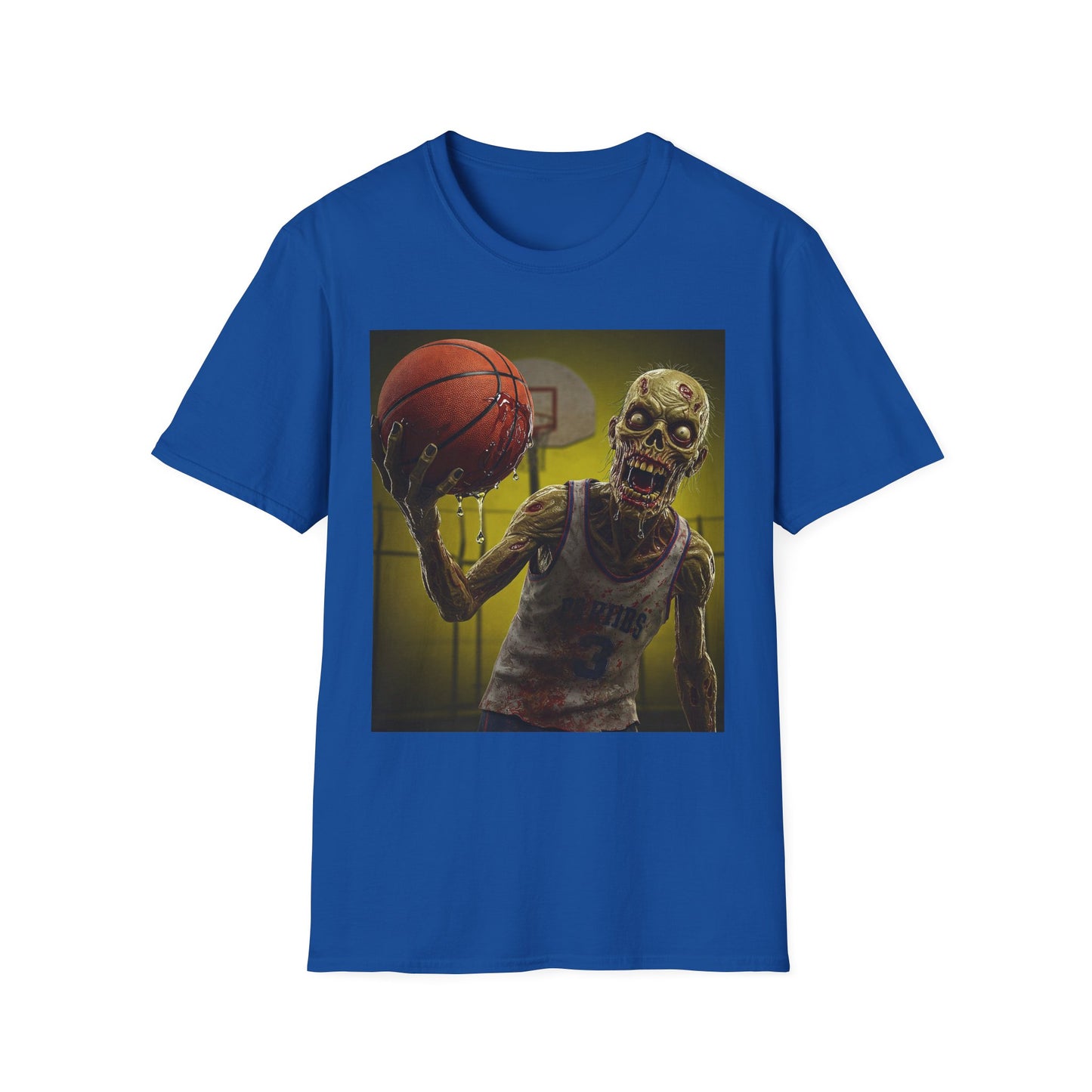 Zombie Basketball Apocalyptic Portrait Tee, bold, decaying zombie graphic