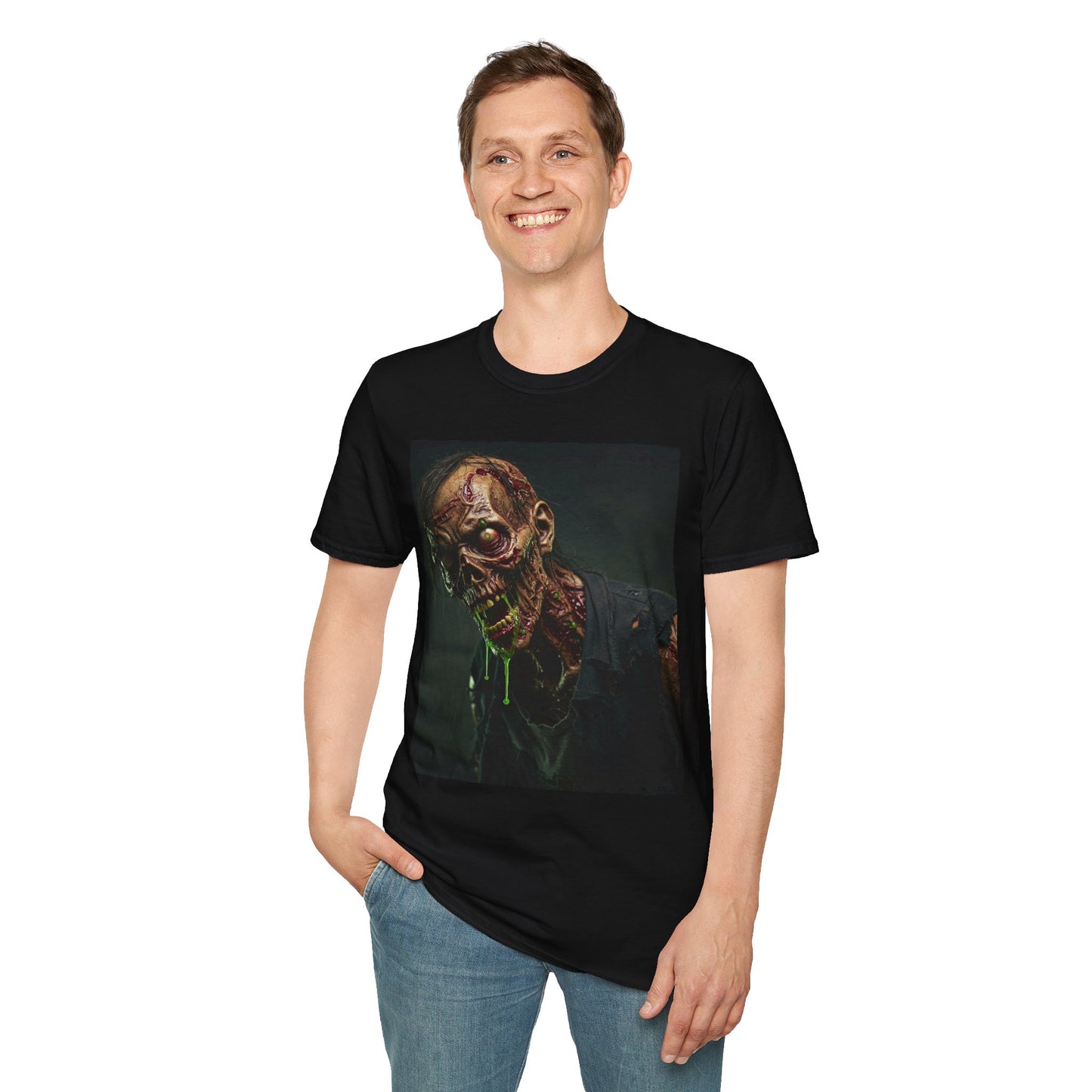 Graphic Zombie Unisex Softstyle T-Shirt - Perfect for Horror Fans and Halloween