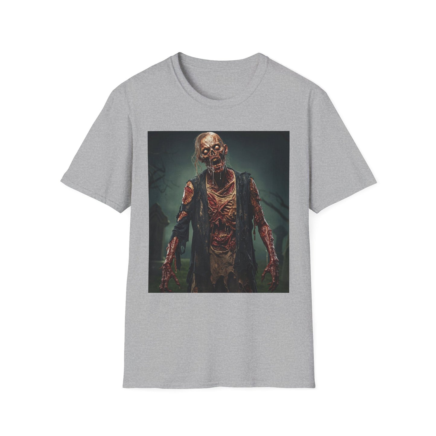 Apocalyptic Portrait Tee, bold, decaying zombie graphic