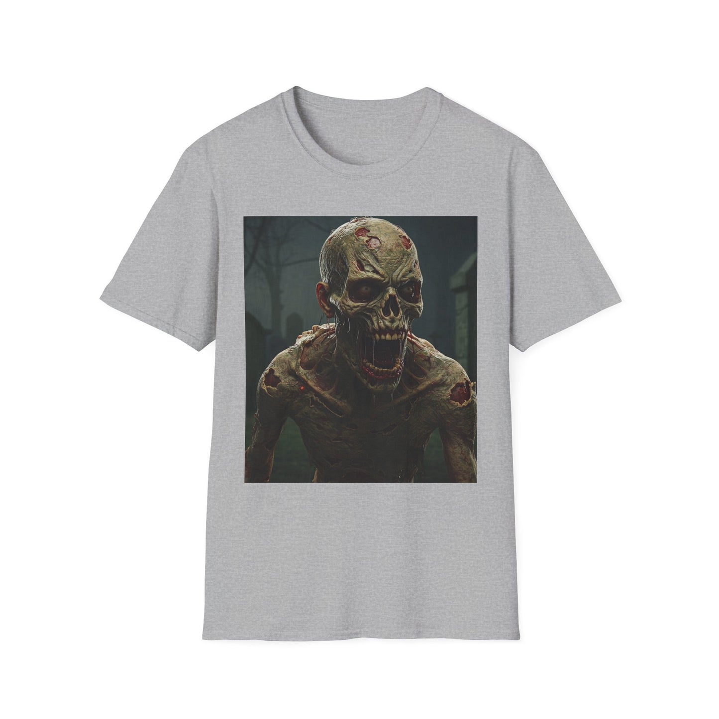 Apocalyptic Portrait Tee, bold, decaying zombie graphic