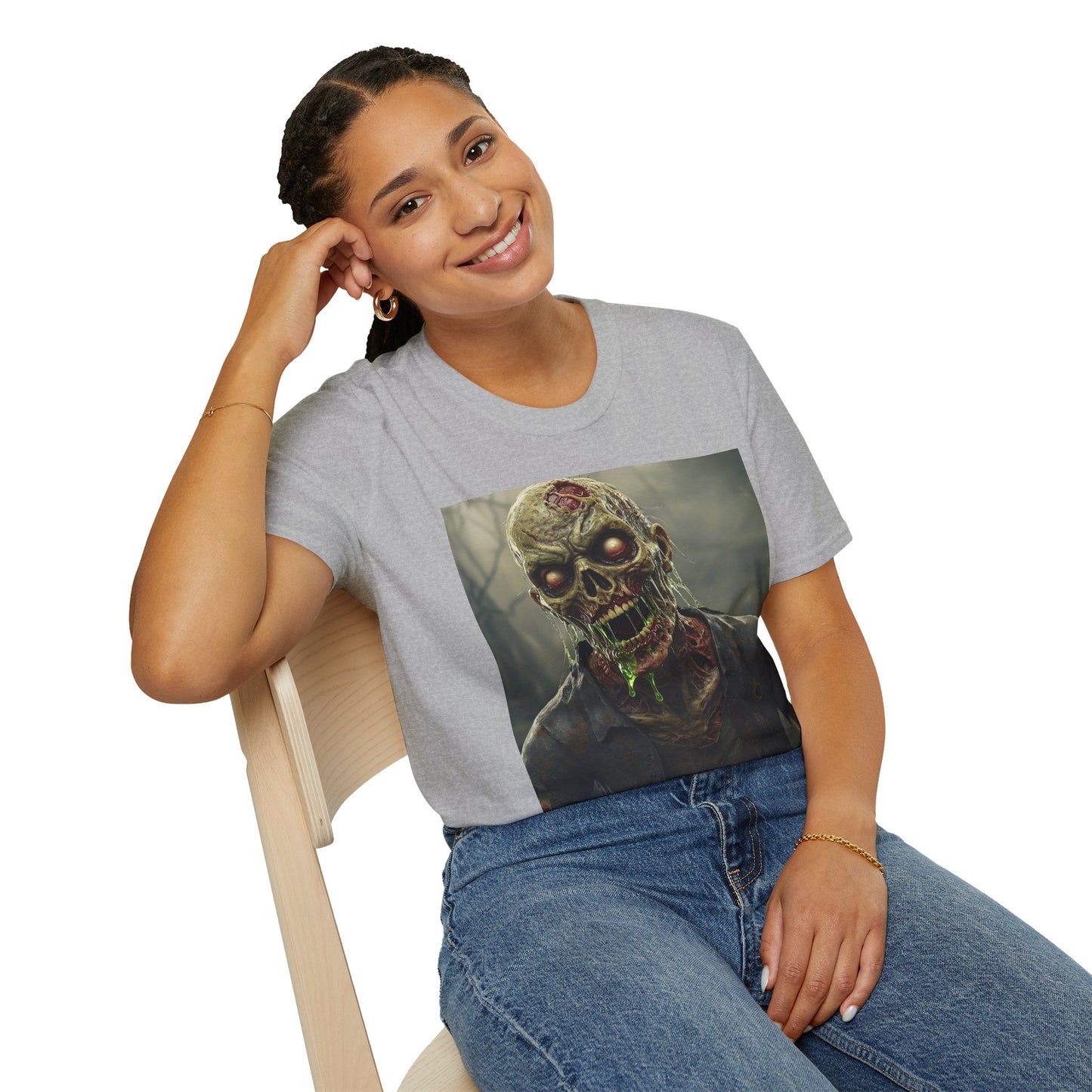 Unisex Softstyle Zombie Graphic T-Shirt - Perfect for Halloween and Horror Fans