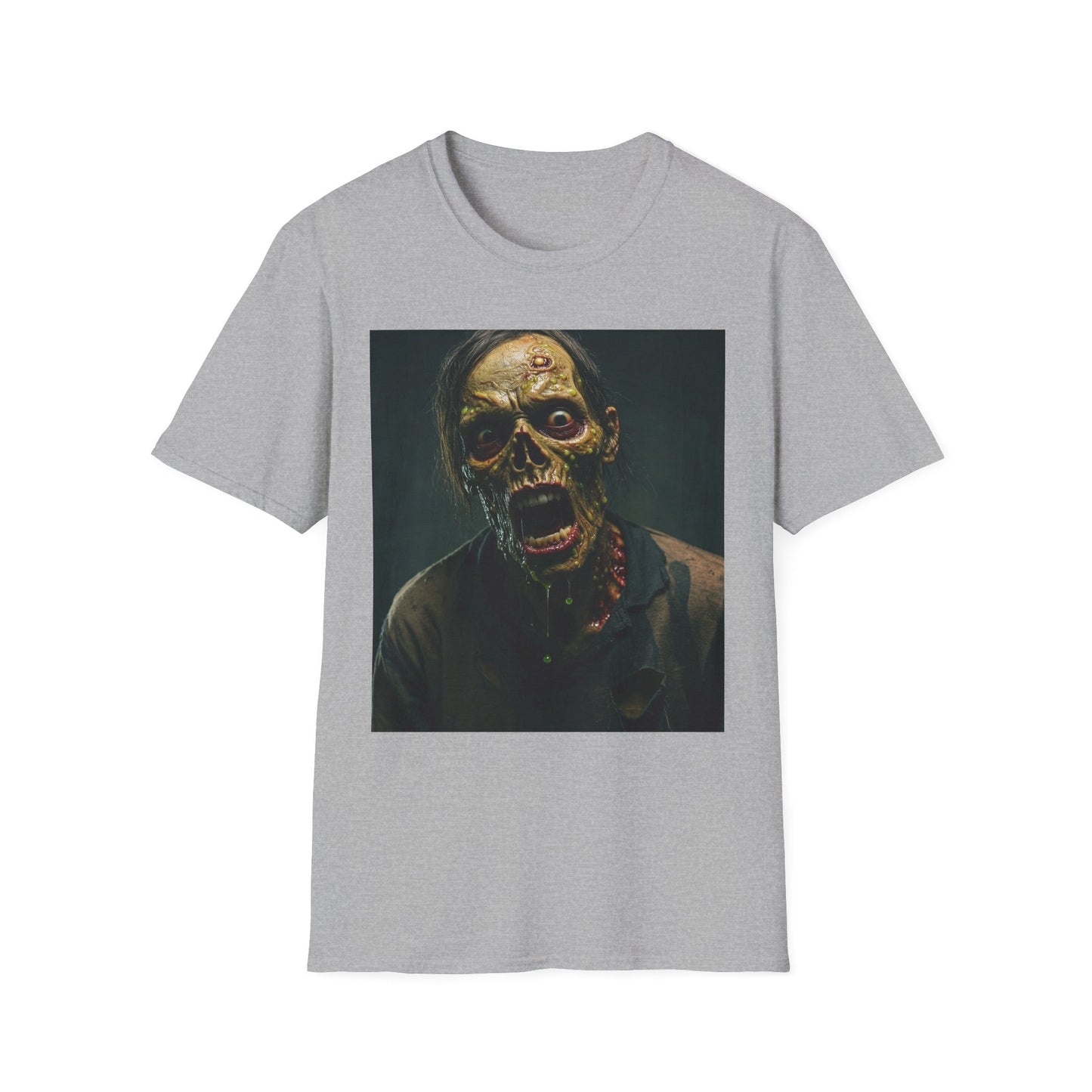 Apocalyptic Portrait Tee, bold, decaying zombie graphic