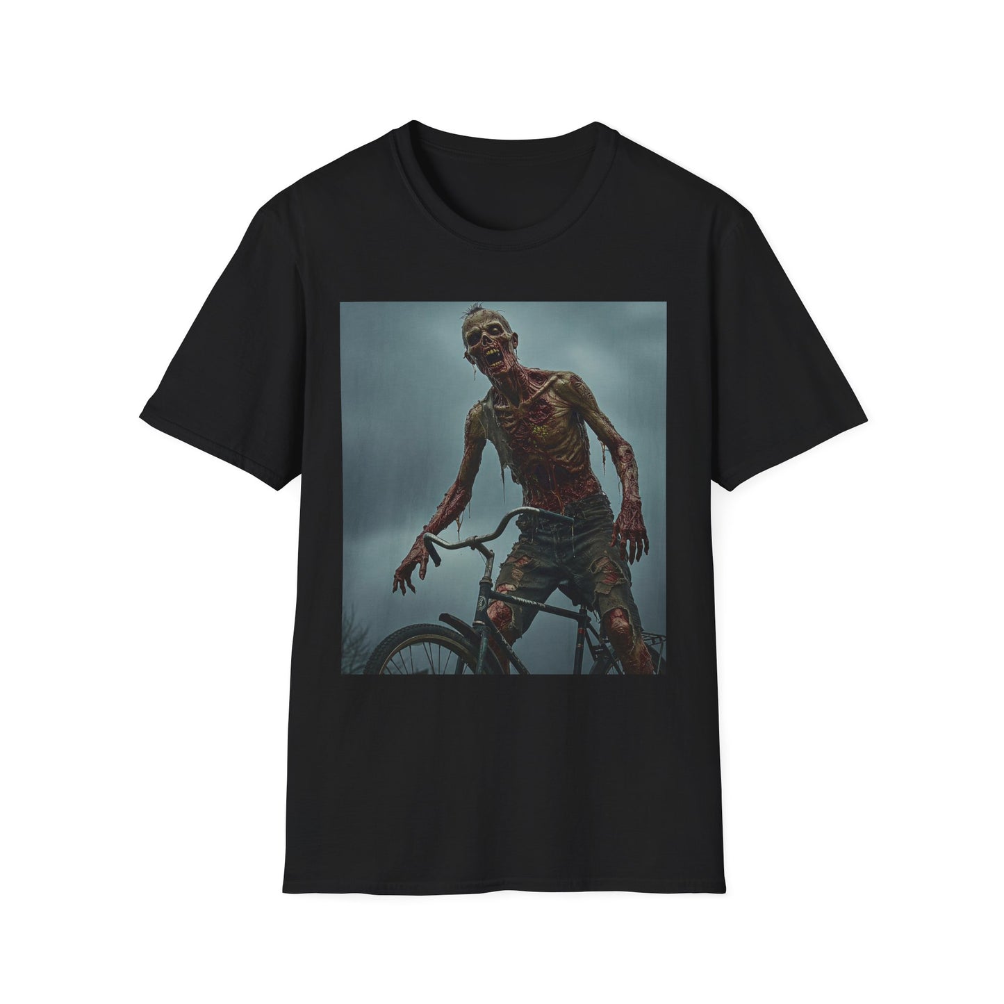 Unisex Zombie Graphic T-Shirt - Spooky Biker Design for Halloween