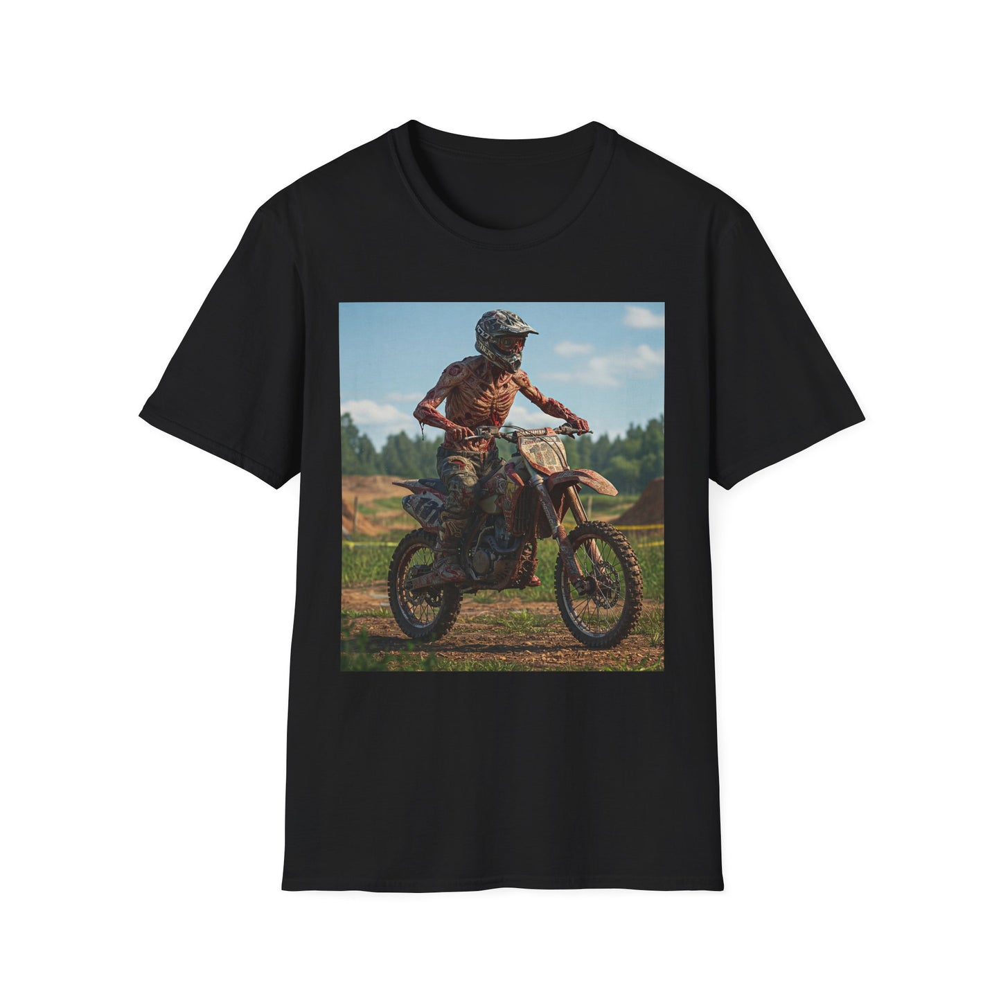 Motorcycle Apocalyptic Portrait Tee, bold, decaying zombie graphic