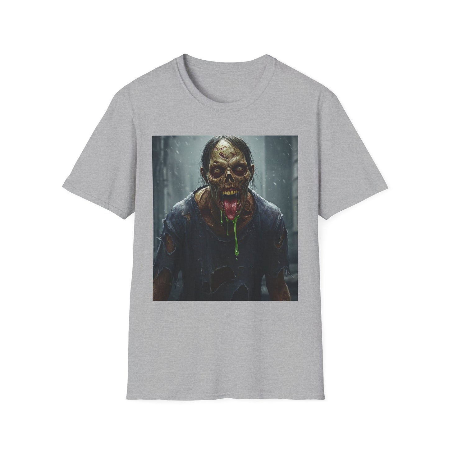 Apocalyptic Portrait Tee, bold, decaying zombie graphic