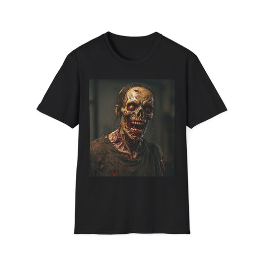 Apocalyptic Portrait Tee, bold, decaying zombie graphic