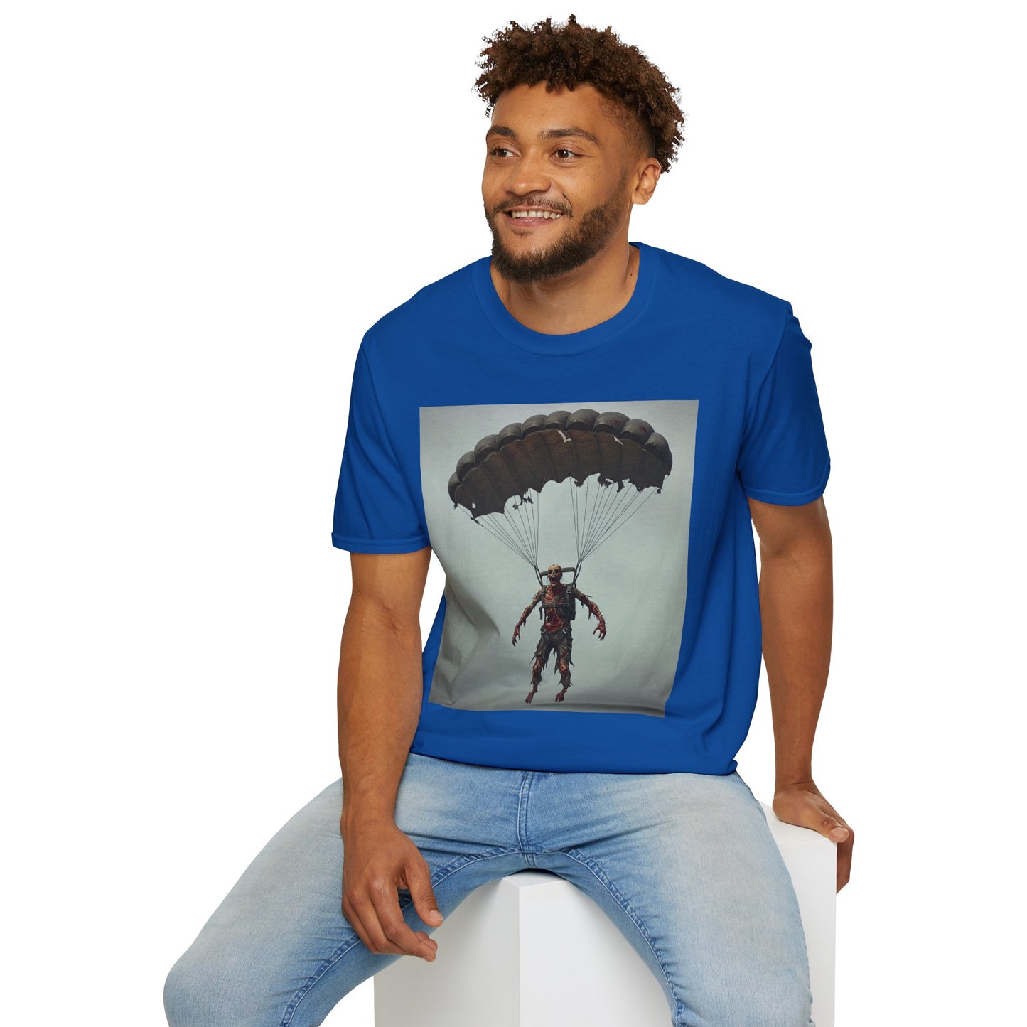 Adventure Awaits Parachuting Hero Unisex Softstyle T-Shirt