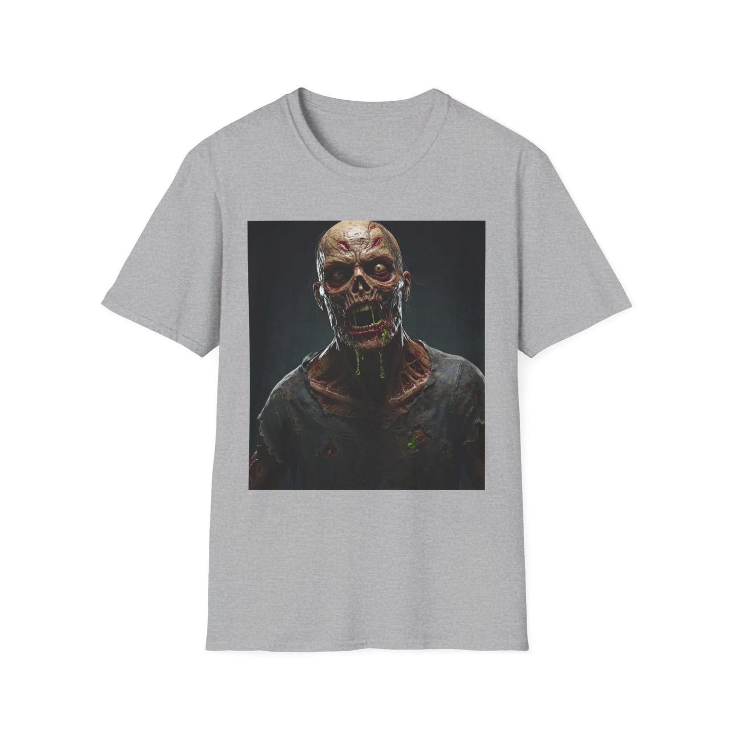 Apocalyptic Portrait Tee, bold, decaying zombie graphic