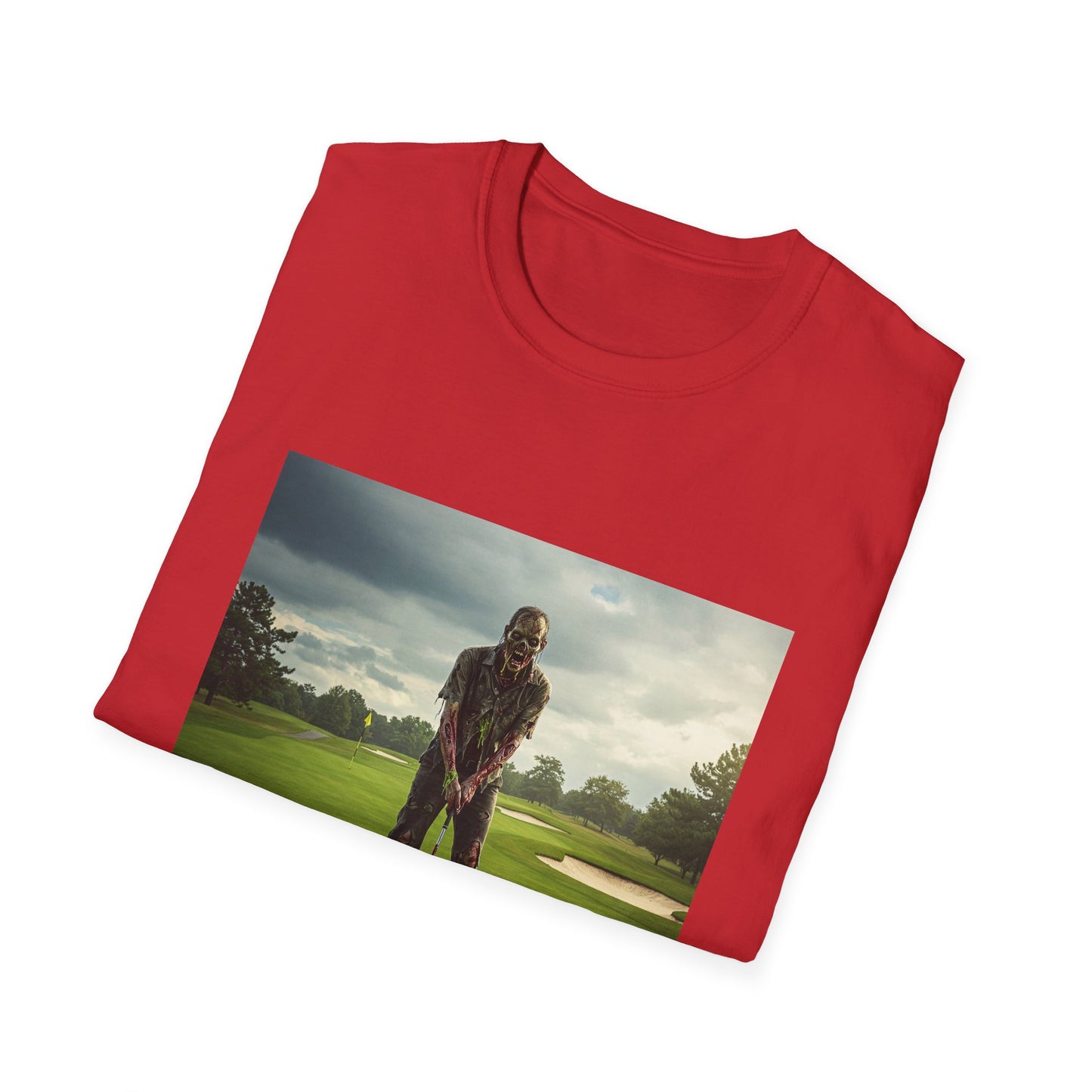 Inspirational Golf Swing Apocalyptic Portrait Tee, bold, decaying zombie graphic