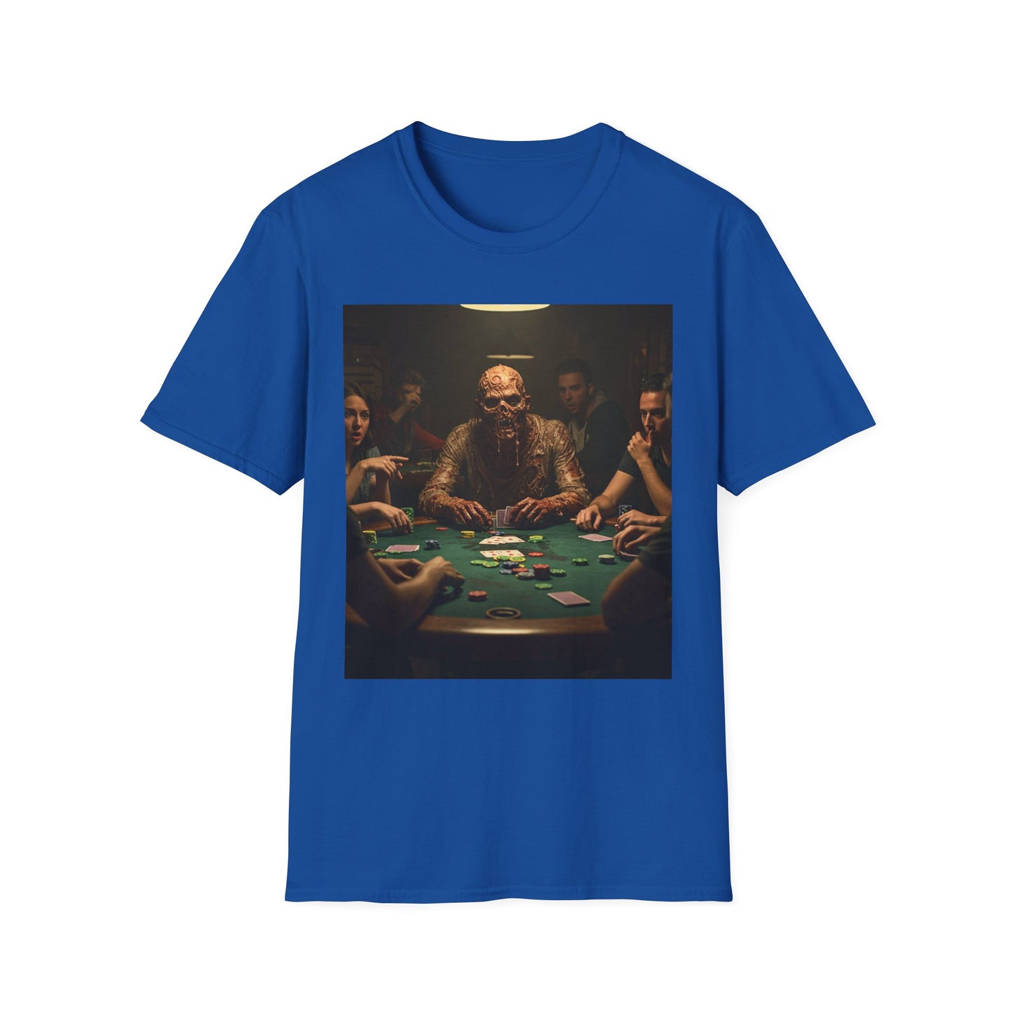 Poker Night Apocalyptic Portrait Tee, bold, decaying zombie graphic