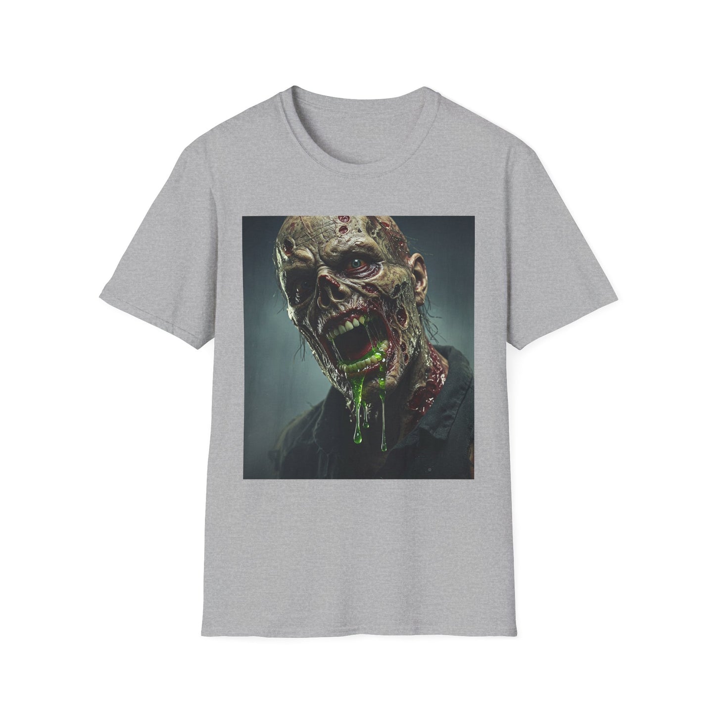 Apocalyptic Portrait Tee, bold, decaying zombie graphic