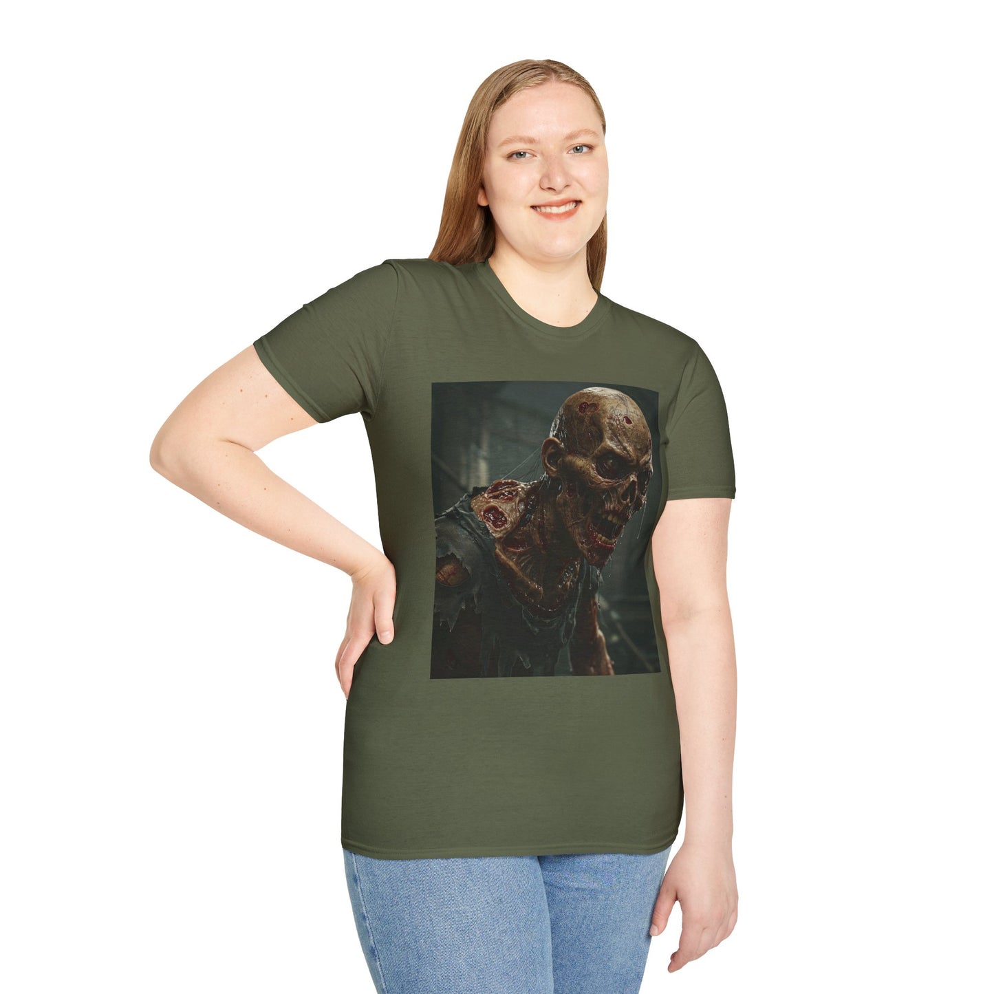 Unisex Softstyle T-Shirt with Zombie Design | Perfect for Halloween and Horror Fans