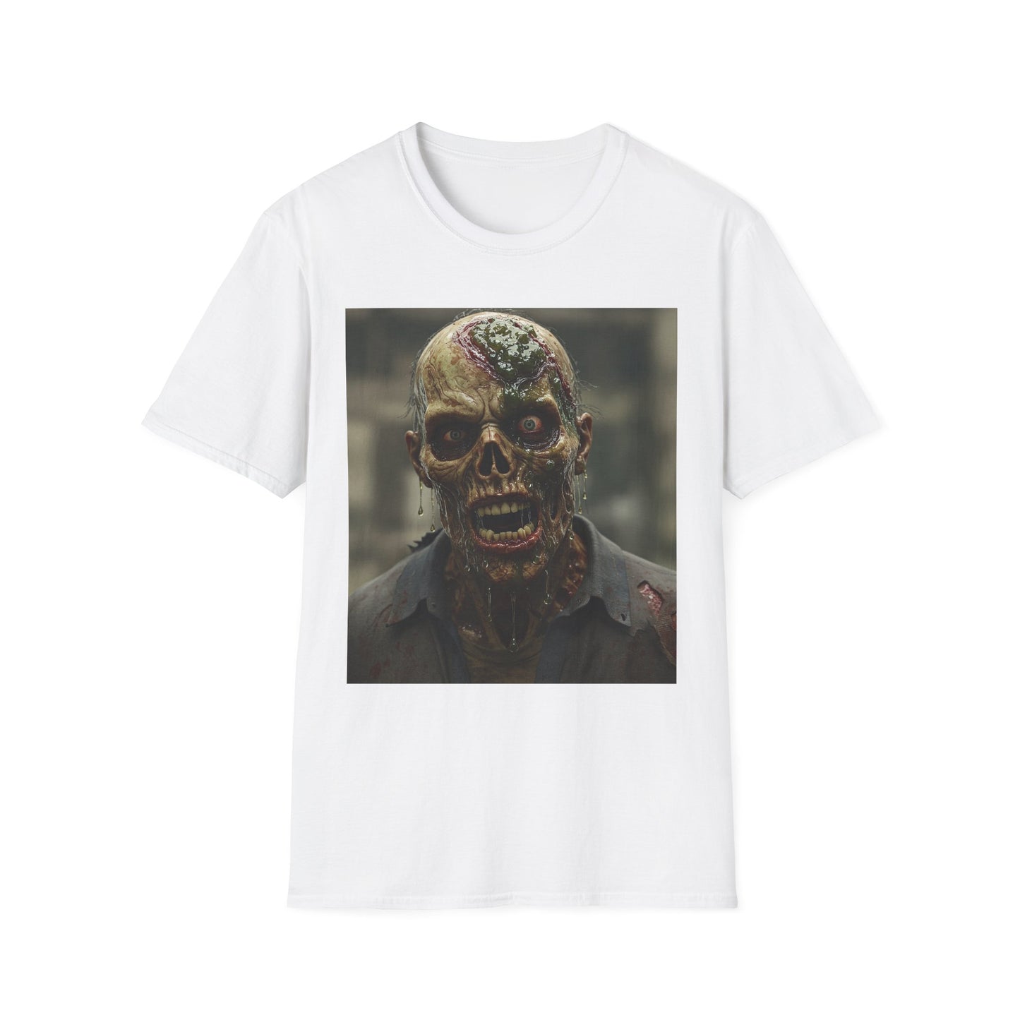 Apocalyptic Portrait Tee, bold, decaying zombie graphic