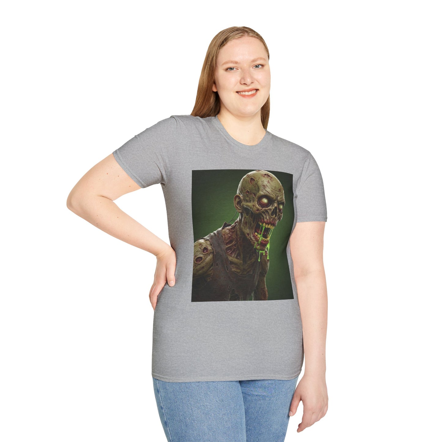 Zombie Graphic Unisex Softstyle T-Shirt - Perfect for Halloween and Horror Fans