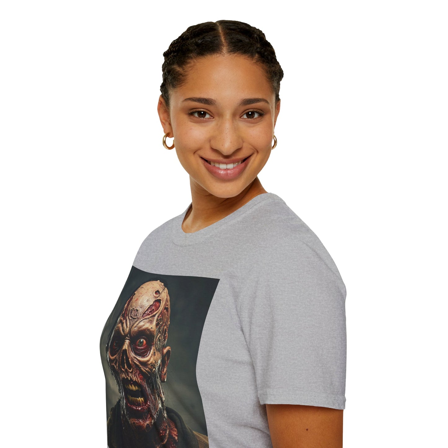 Apocalyptic Portrait Tee, bold, decaying zombie graphic