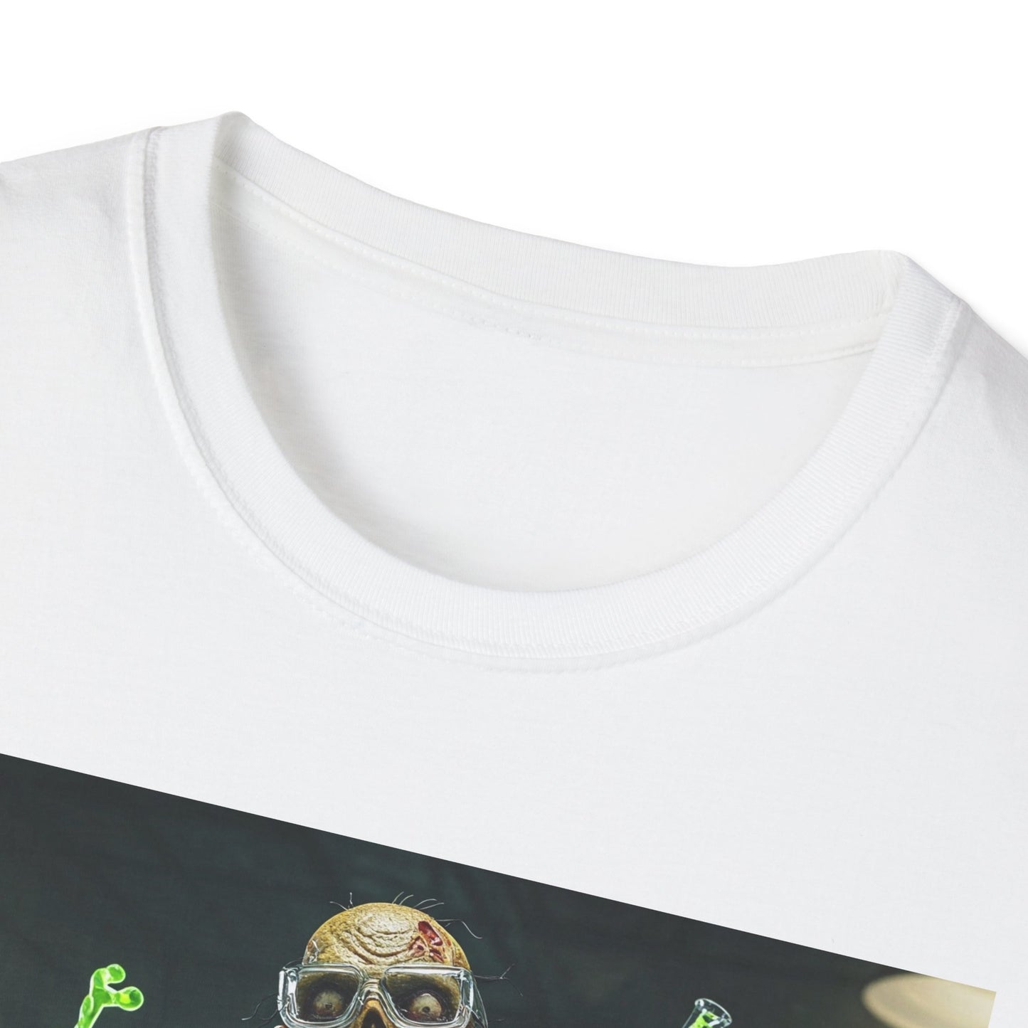 Zombie Scientist Apocalyptic Portrait Tee, bold, decaying zombie graphic