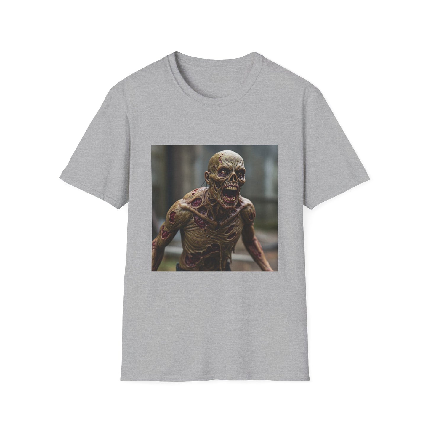 Apocalyptic Portrait Tee, bold, decaying zombie graphic