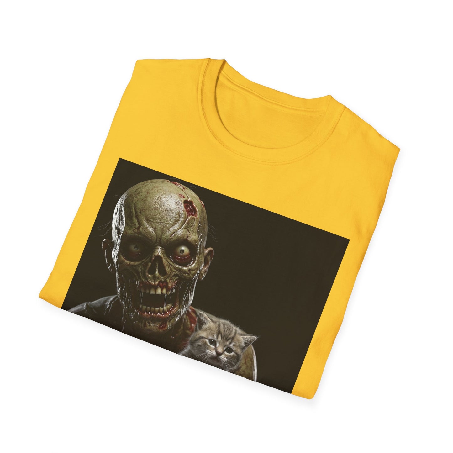 Cute Zombie Cat Apocalyptic Portrait Tee, bold, decaying zombie graphic