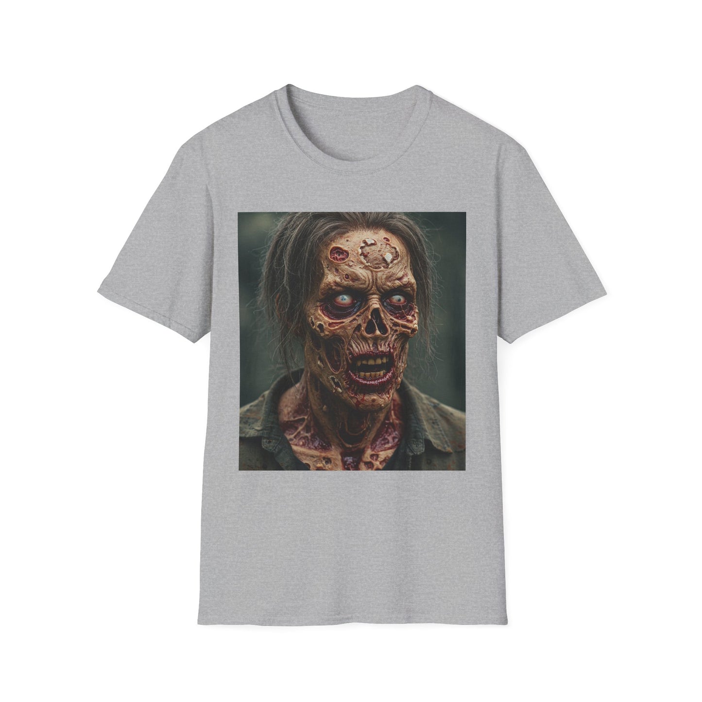 Apocalyptic Portrait Tee, bold, decaying zombie graphic