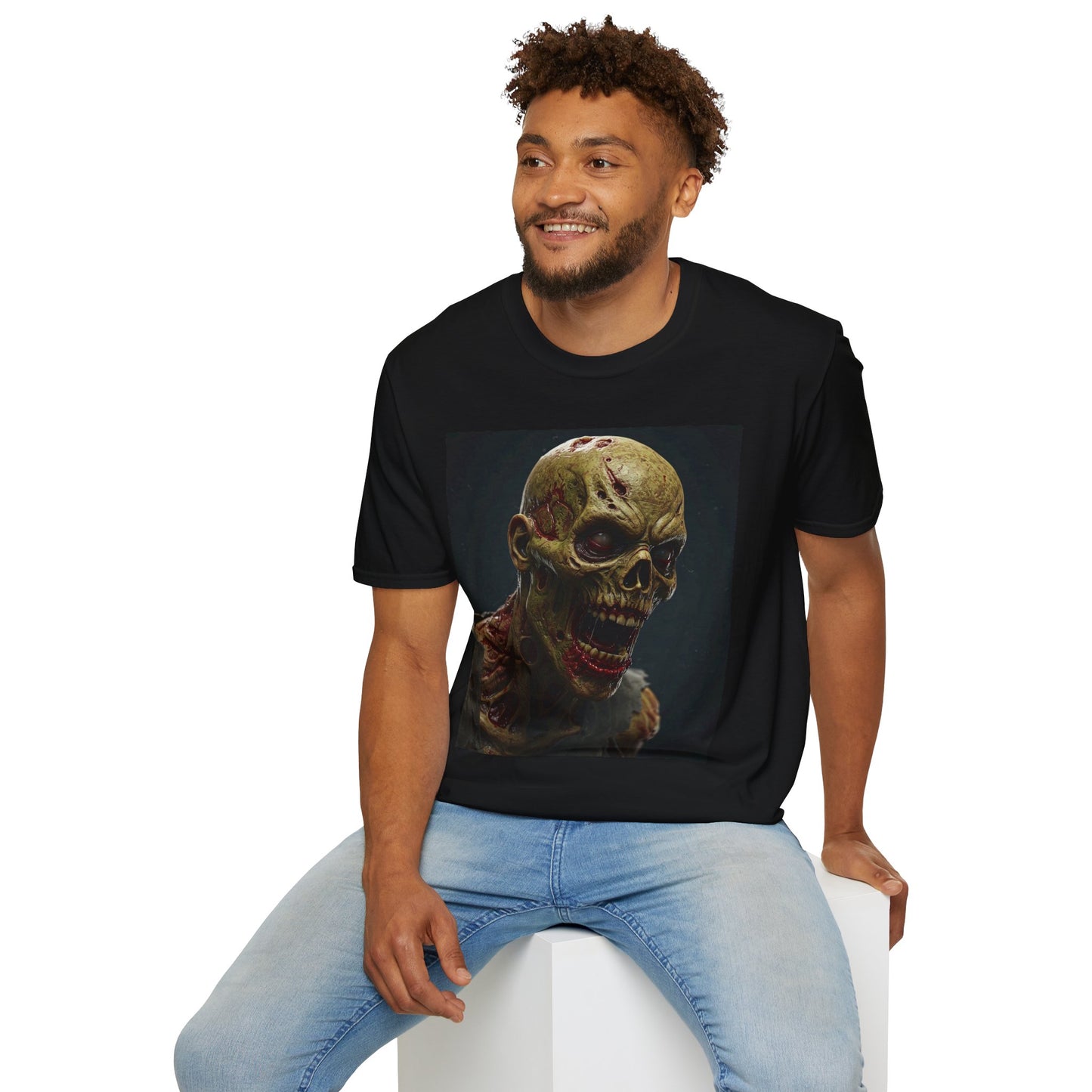 Apocalyptic Portrait Tee, bold, decaying zombie graphic