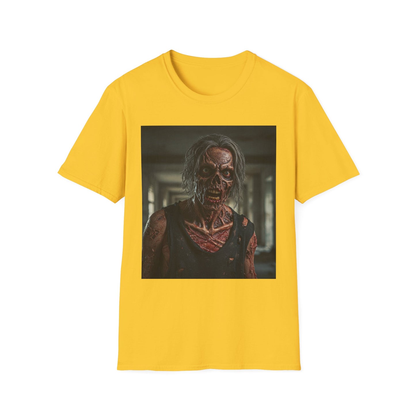 Apocalyptic Portrait Tee, bold, decaying zombie graphic