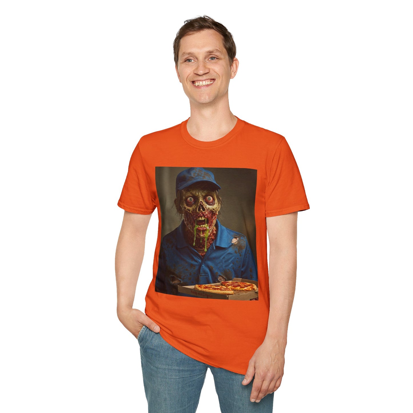 Horror Pizza Delivery Zombie T-Shirt - Unisex Softstyle Tee