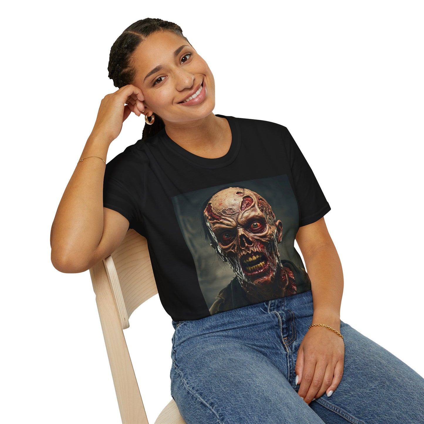 Apocalyptic Portrait Tee, bold, decaying zombie graphic