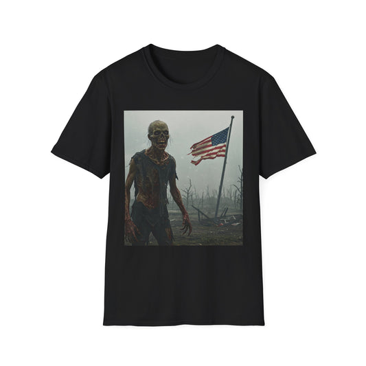 Patriot Zombie Apocalypse Apocalyptic Portrait Tee, bold, decaying zombie graphic