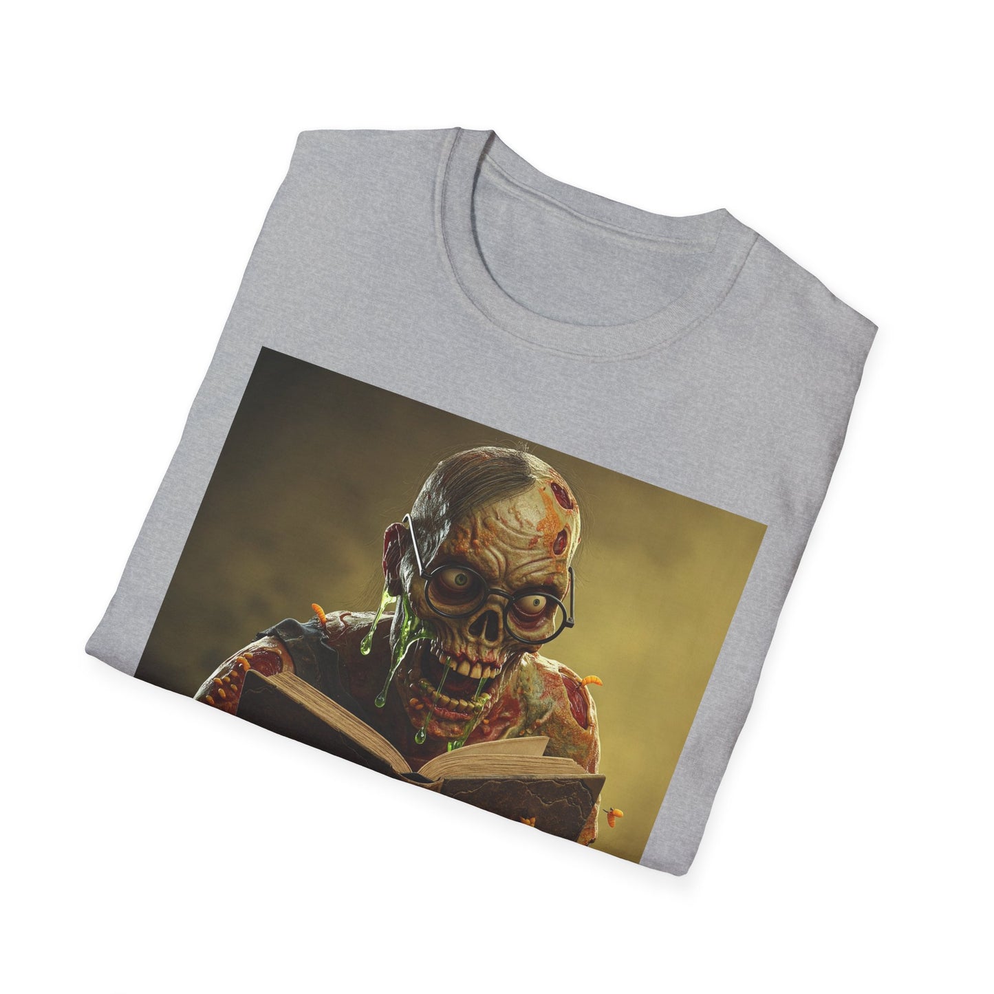 Zombie Reader Apocalyptic Portrait Tee, bold, decaying zombie graphic