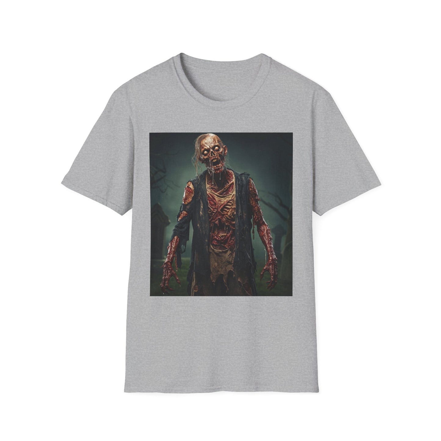 Apocalyptic Portrait Tee, bold, decaying zombie graphic