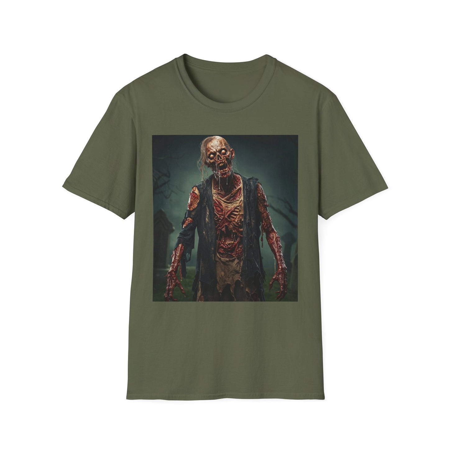 Apocalyptic Portrait Tee, bold, decaying zombie graphic