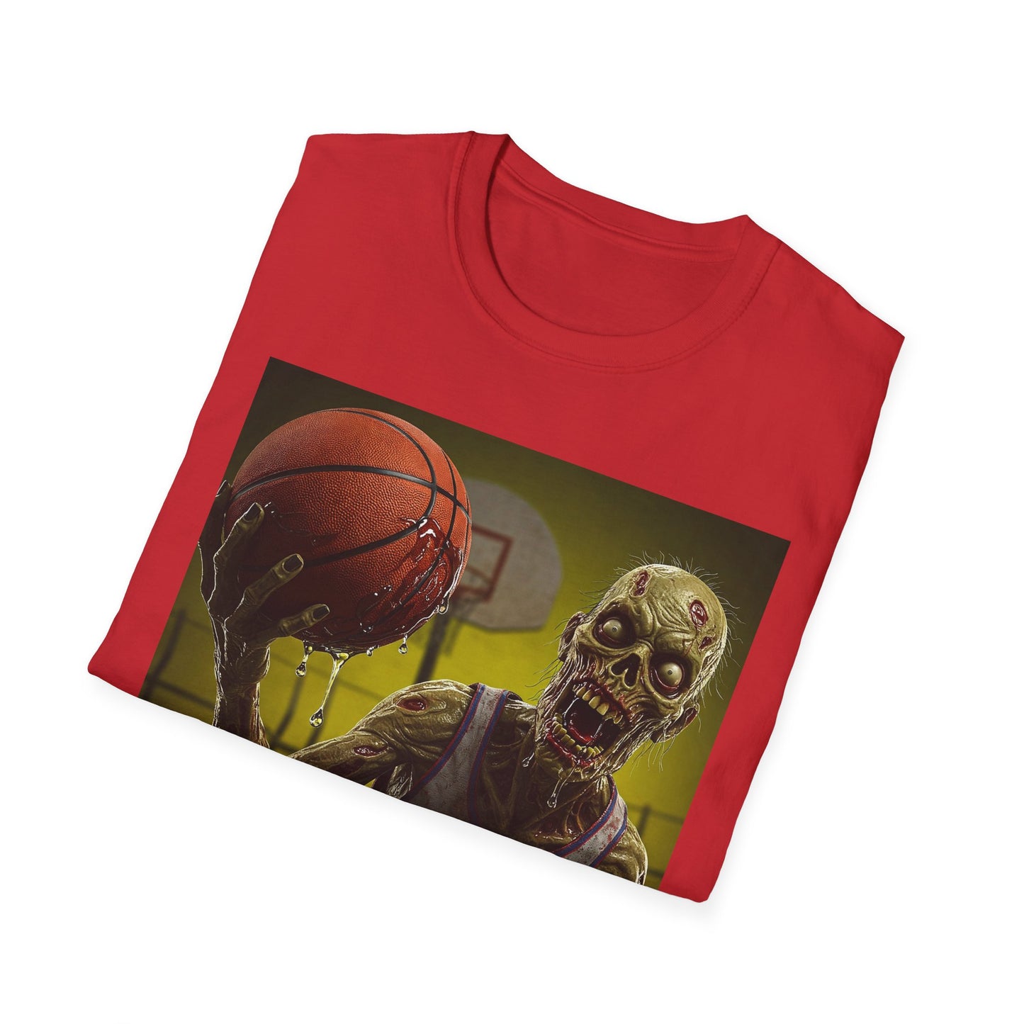 Zombie Basketball Apocalyptic Portrait Tee, bold, decaying zombie graphic