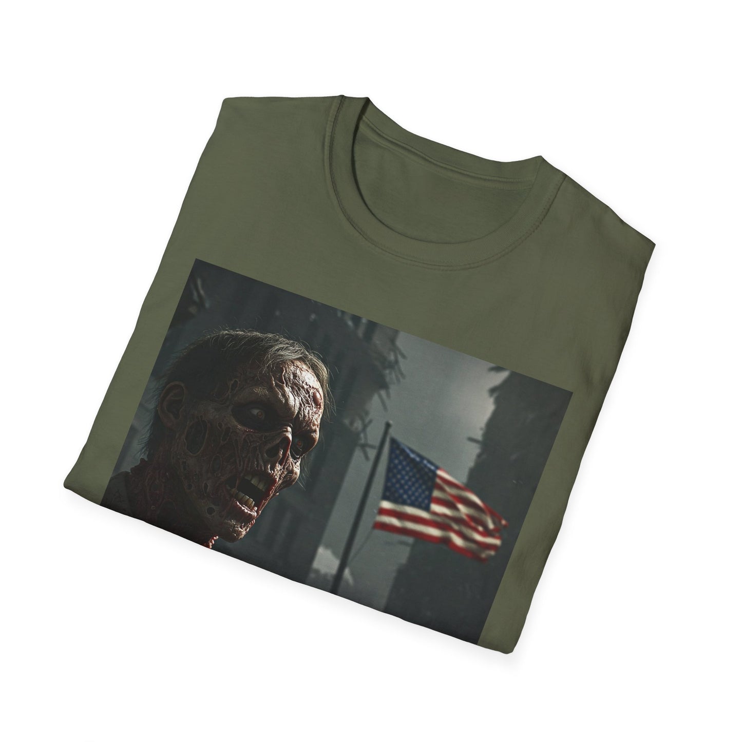 Apocalyptic Portrait Tee, bold, decaying zombie graphic