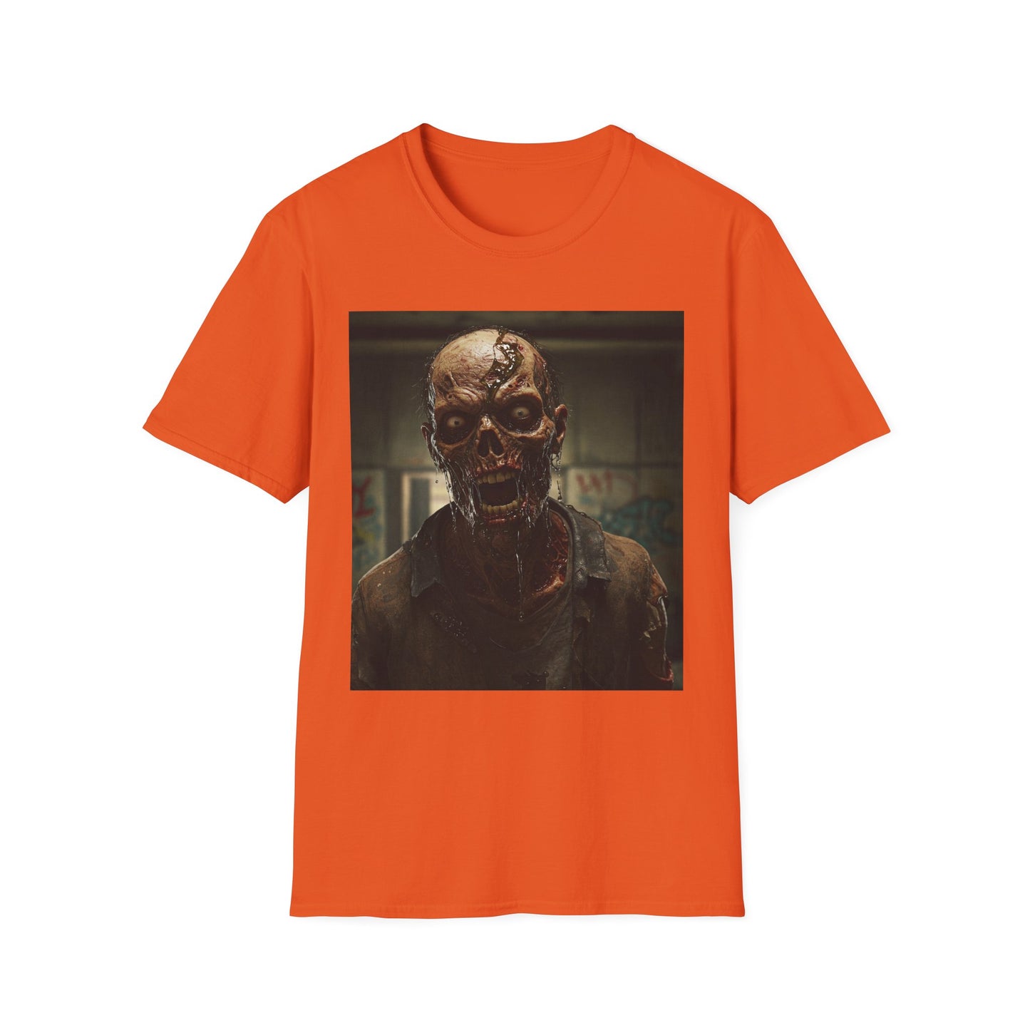 Apocalyptic Portrait Tee, bold, decaying zombie graphic