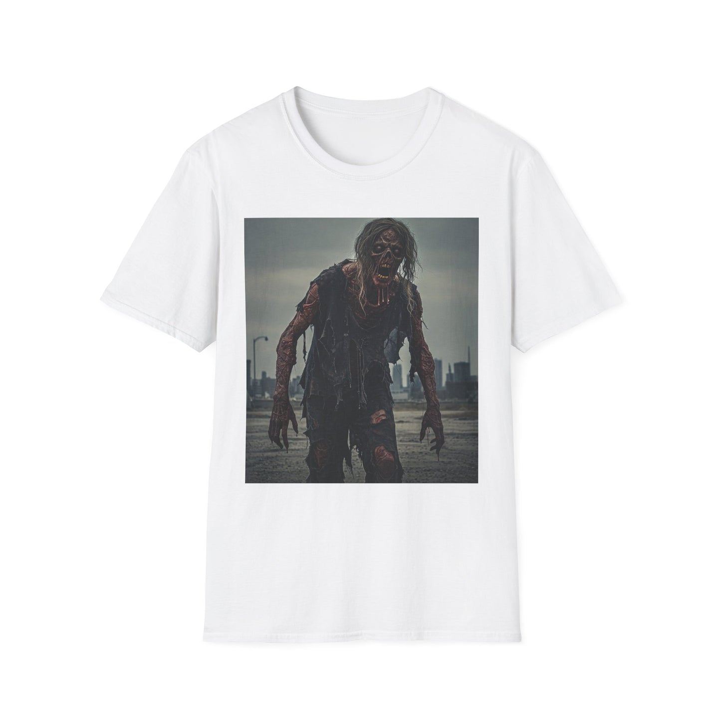 Apocalyptic Portrait Tee, bold, decaying zombie graphic