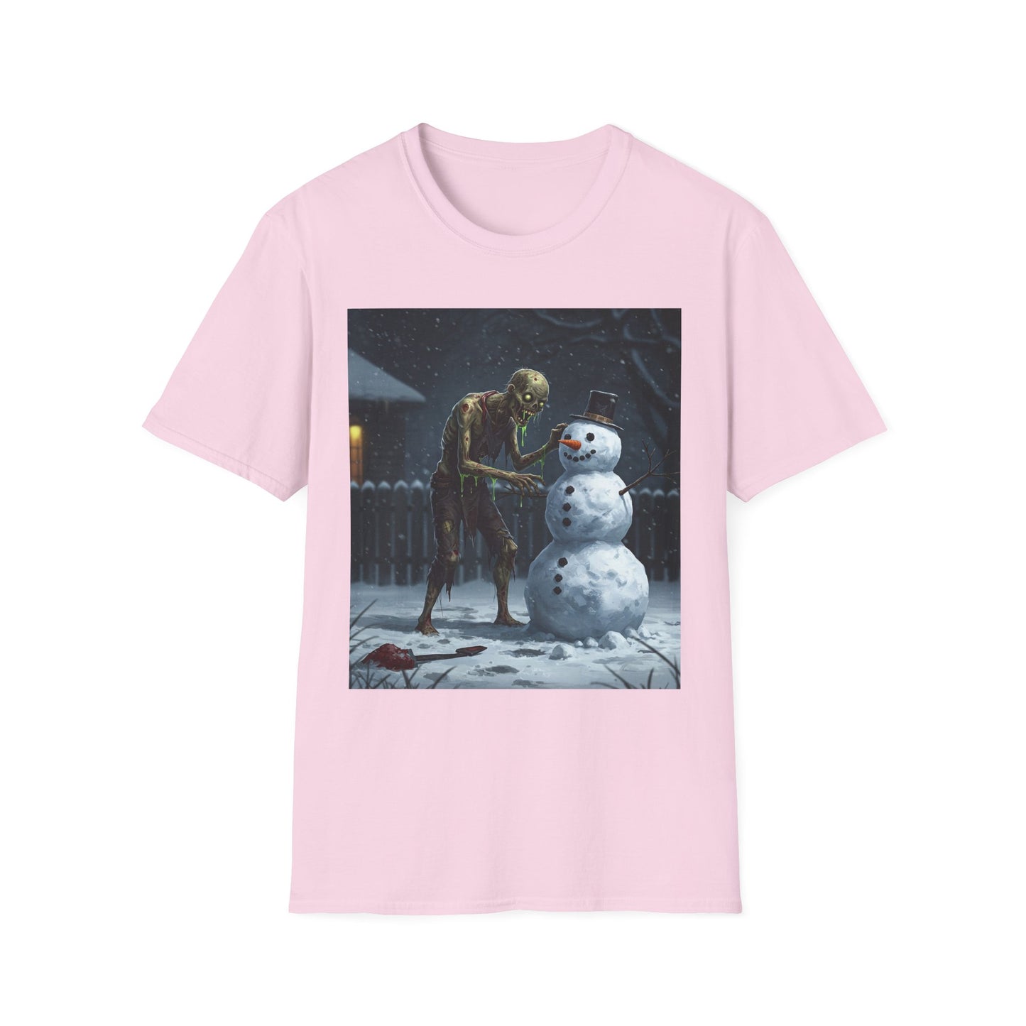 Merry Horror Unisex Softstyle T-Shirt - Creepy Snowman Design