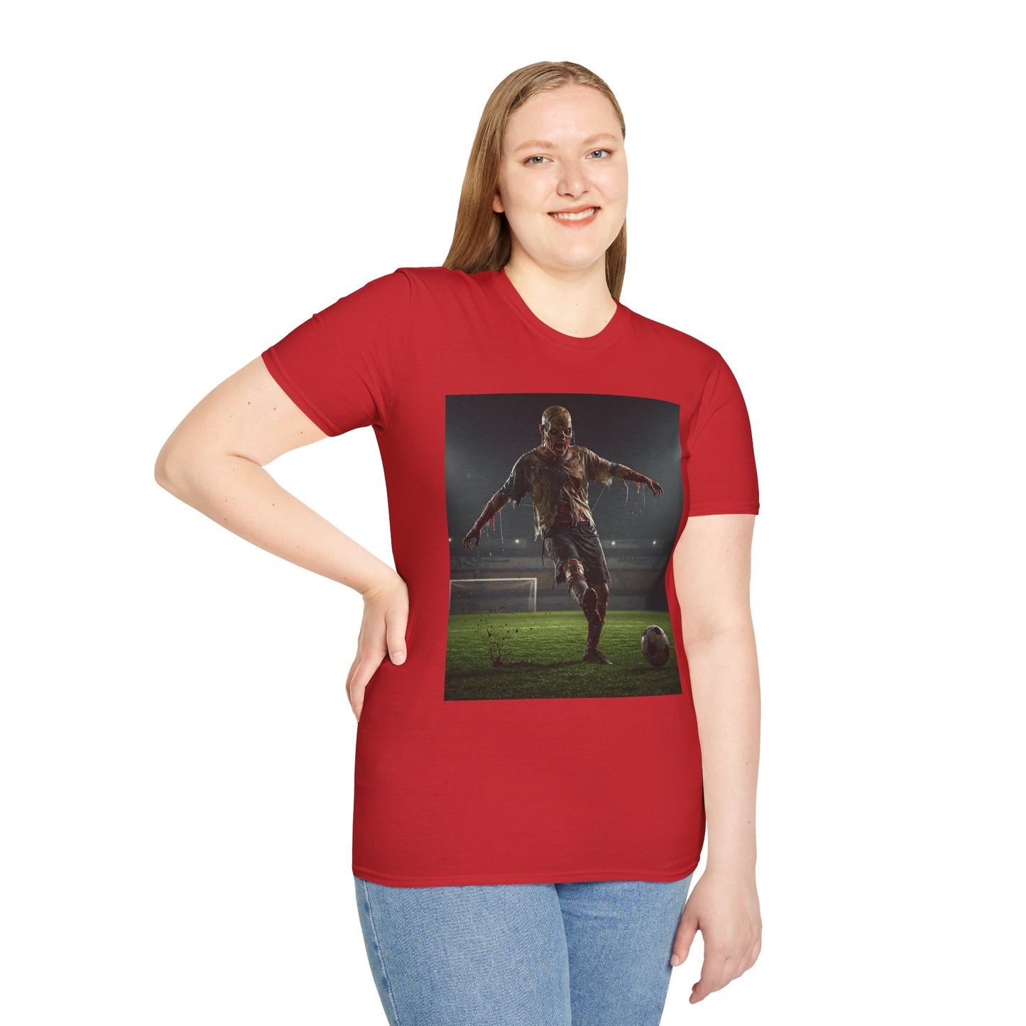 Zombie Soccer Unisex Softstyle T-Shirt - Perfect for Halloween and Sports Lovers