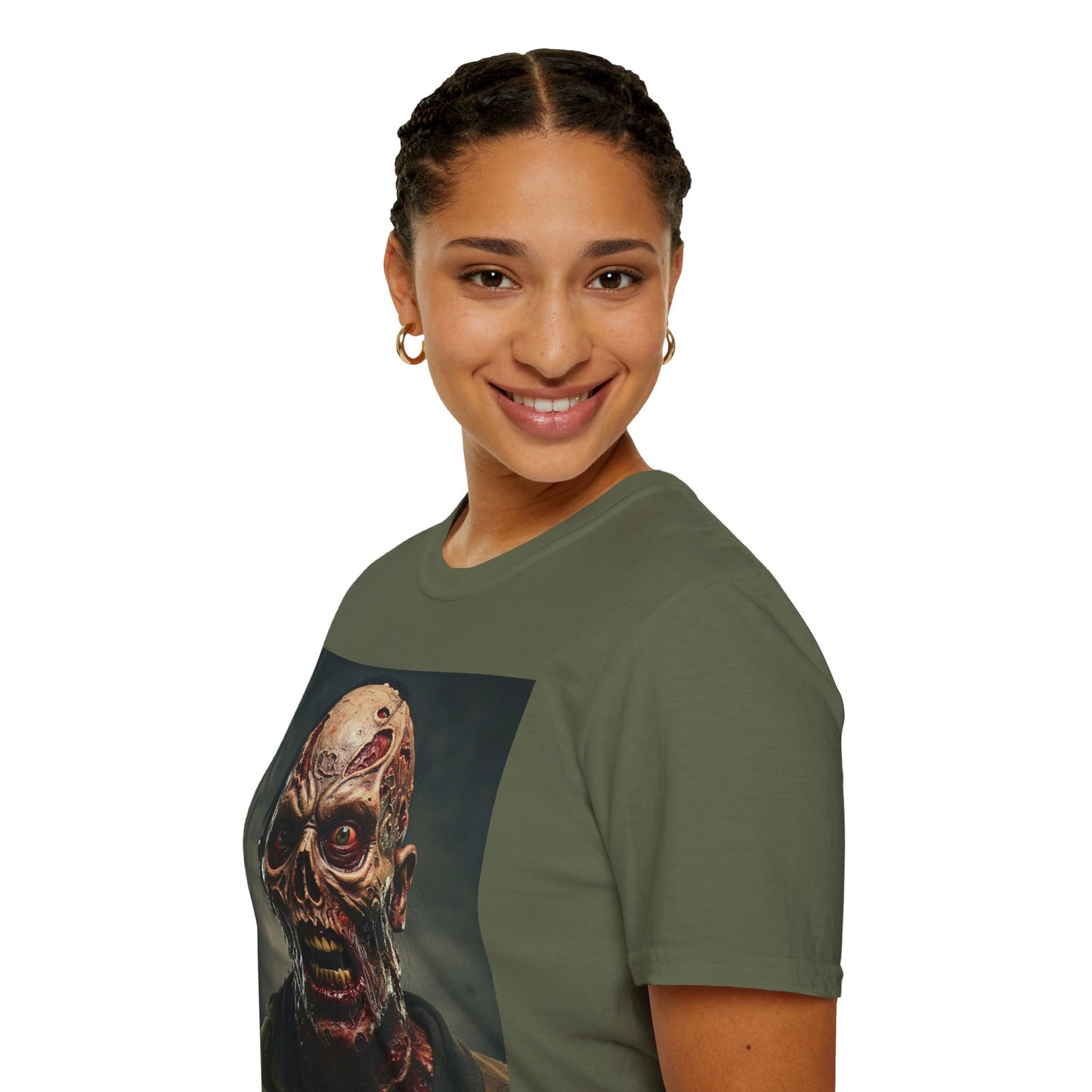 Apocalyptic Portrait Tee, bold, decaying zombie graphic