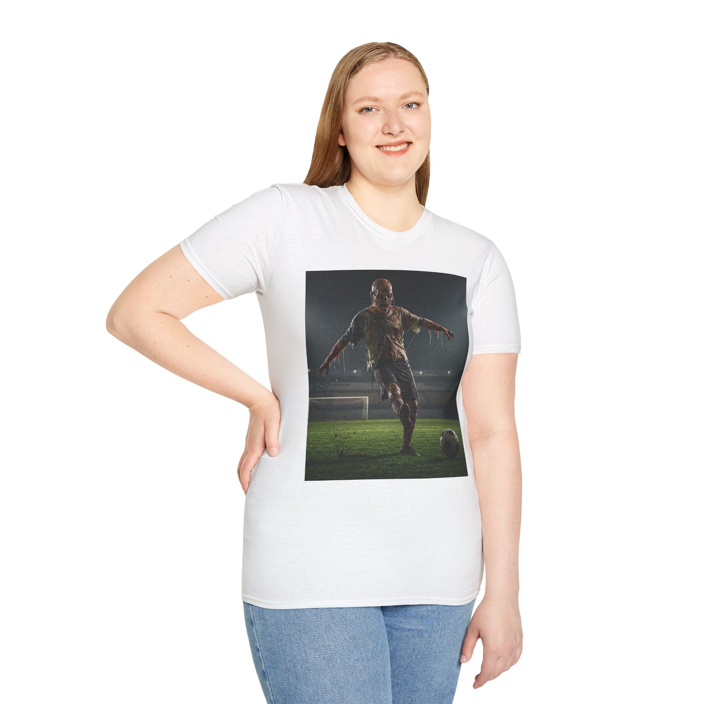 Zombie Soccer Unisex Softstyle T-Shirt - Perfect for Halloween and Sports Lovers