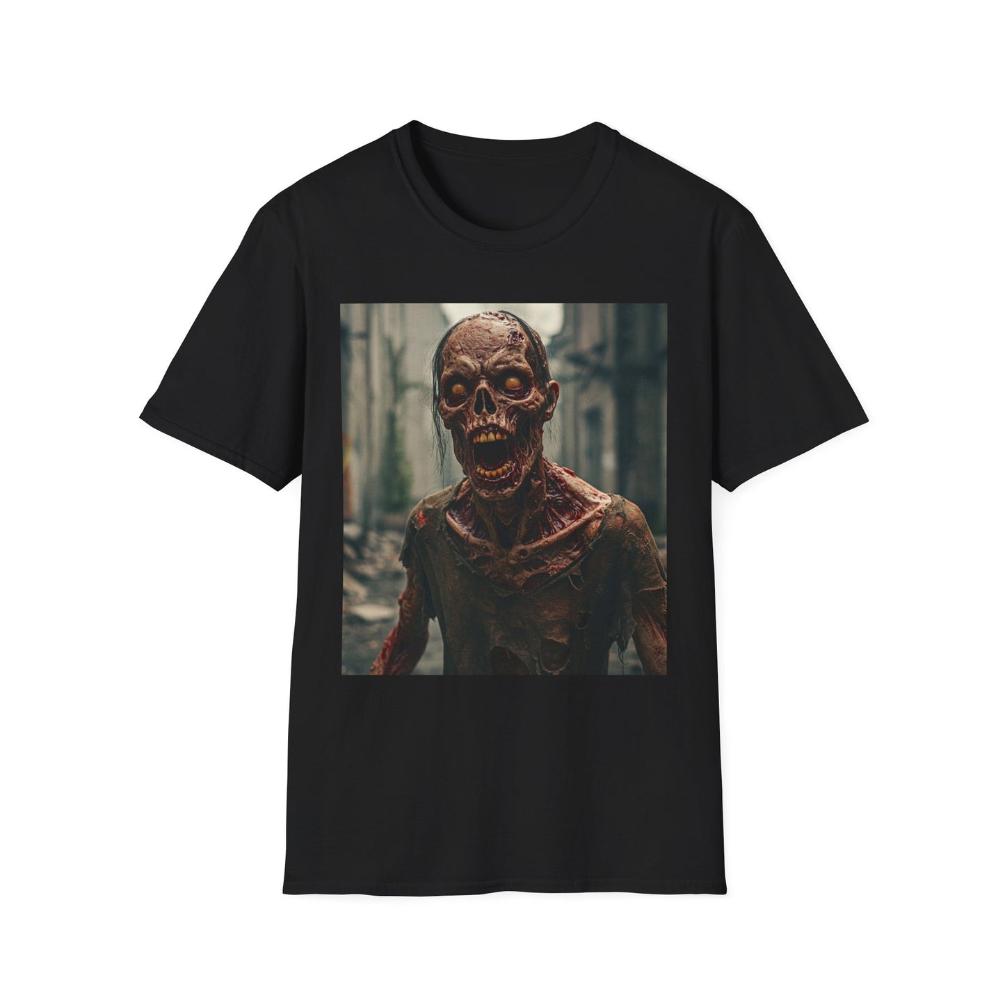 Apocalyptic Portrait Tee, bold, decaying zombie graphic