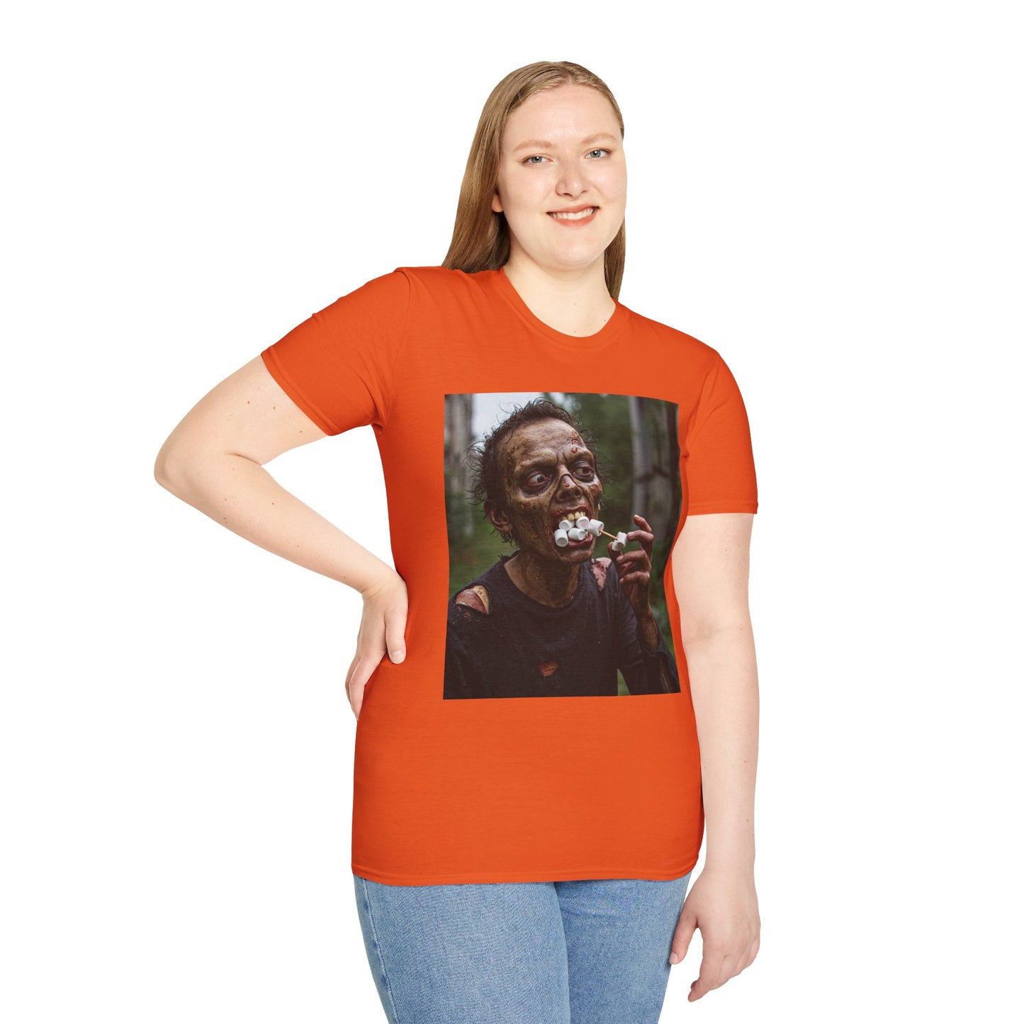 Zombie Themed Unisex Softstyle T-Shirt - Perfect for Halloween and Horror Fans