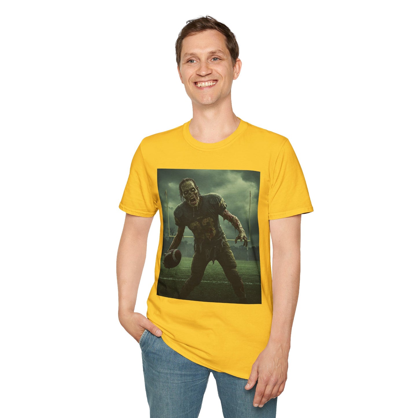 Zombie Football Unisex Softstyle T-Shirt - Perfect for Halloween Fans