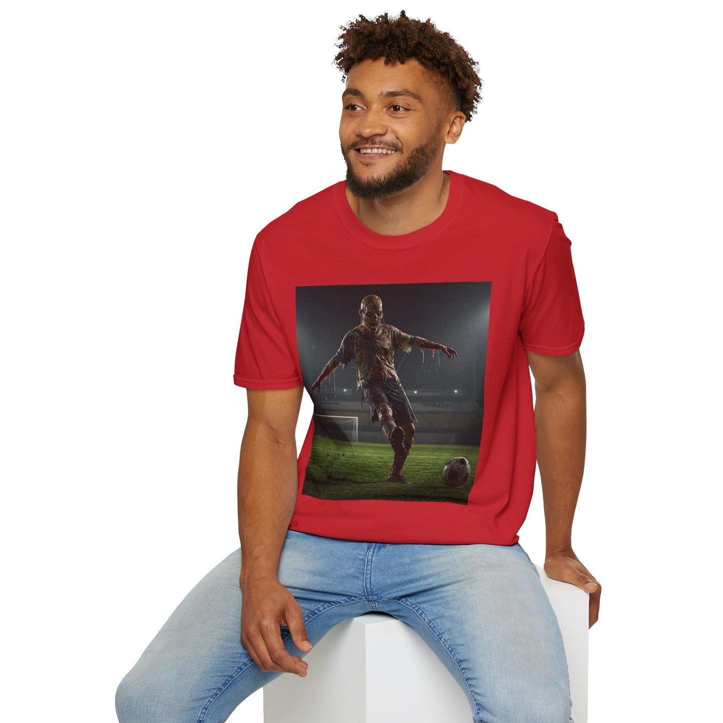 Zombie Soccer Unisex Softstyle T-Shirt - Perfect for Halloween and Sports Lovers